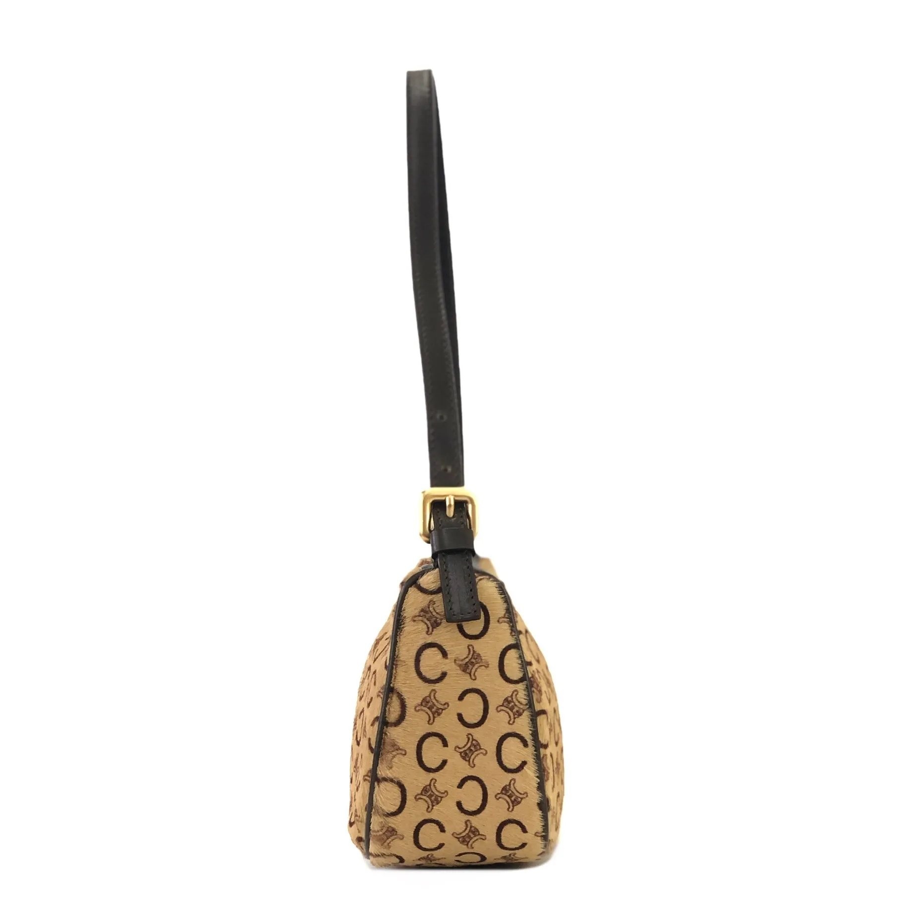 CELINE C Macadam Unborn Calf Handag Hobobag Beige Old Celine Vintage 4xy2gk