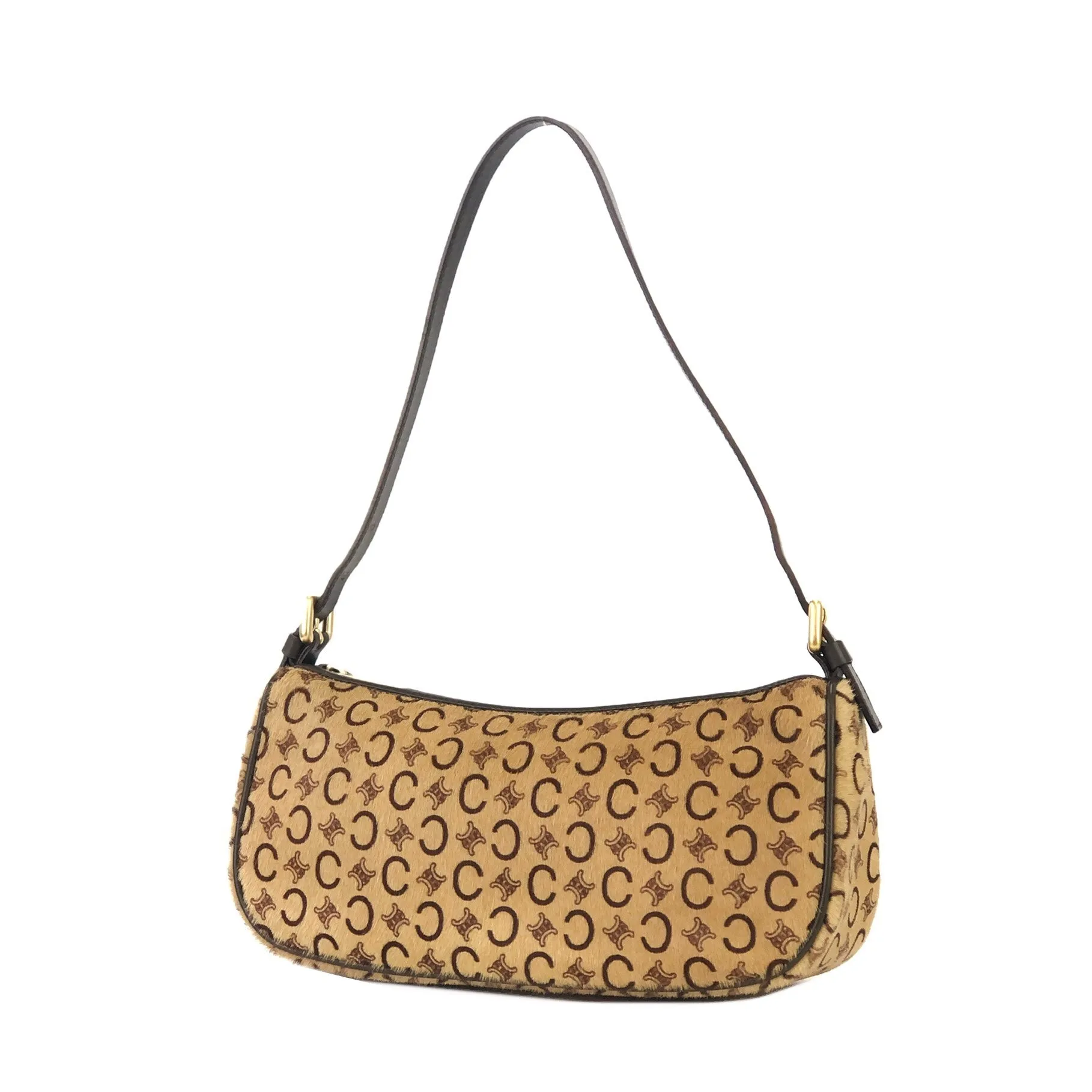CELINE C Macadam Unborn Calf Handag Hobobag Beige Old Celine Vintage 4xy2gk
