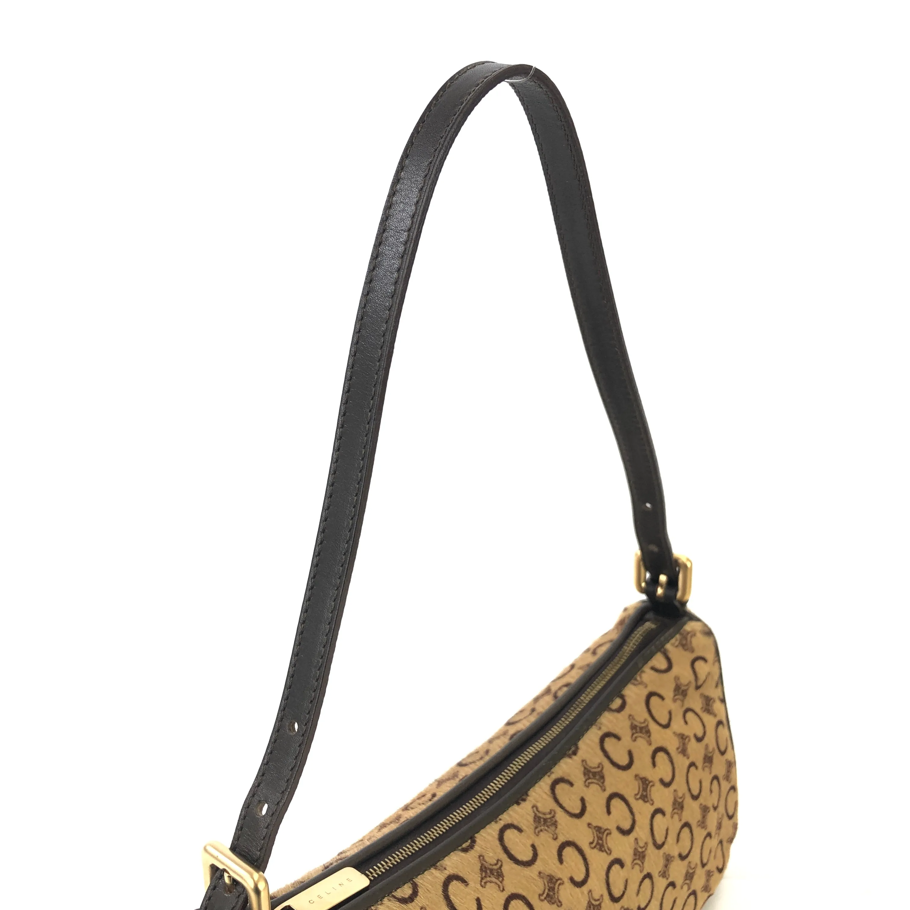 CELINE C Macadam Unborn Calf Handag Hobobag Beige Old Celine Vintage 4xy2gk