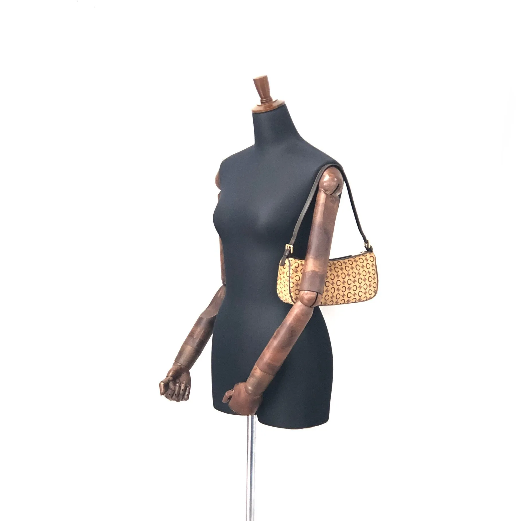 CELINE C Macadam Unborn Calf Handag Hobobag Beige Old Celine Vintage 4xy2gk