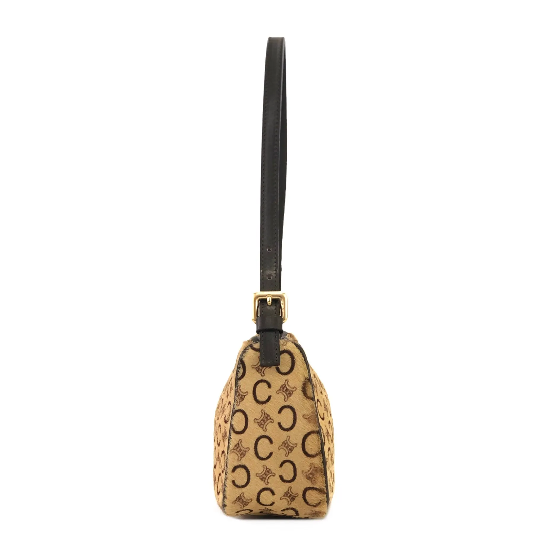 CELINE C Macadam Unborn Calf Handag Hobobag Beige Old Celine Vintage 4xy2gk