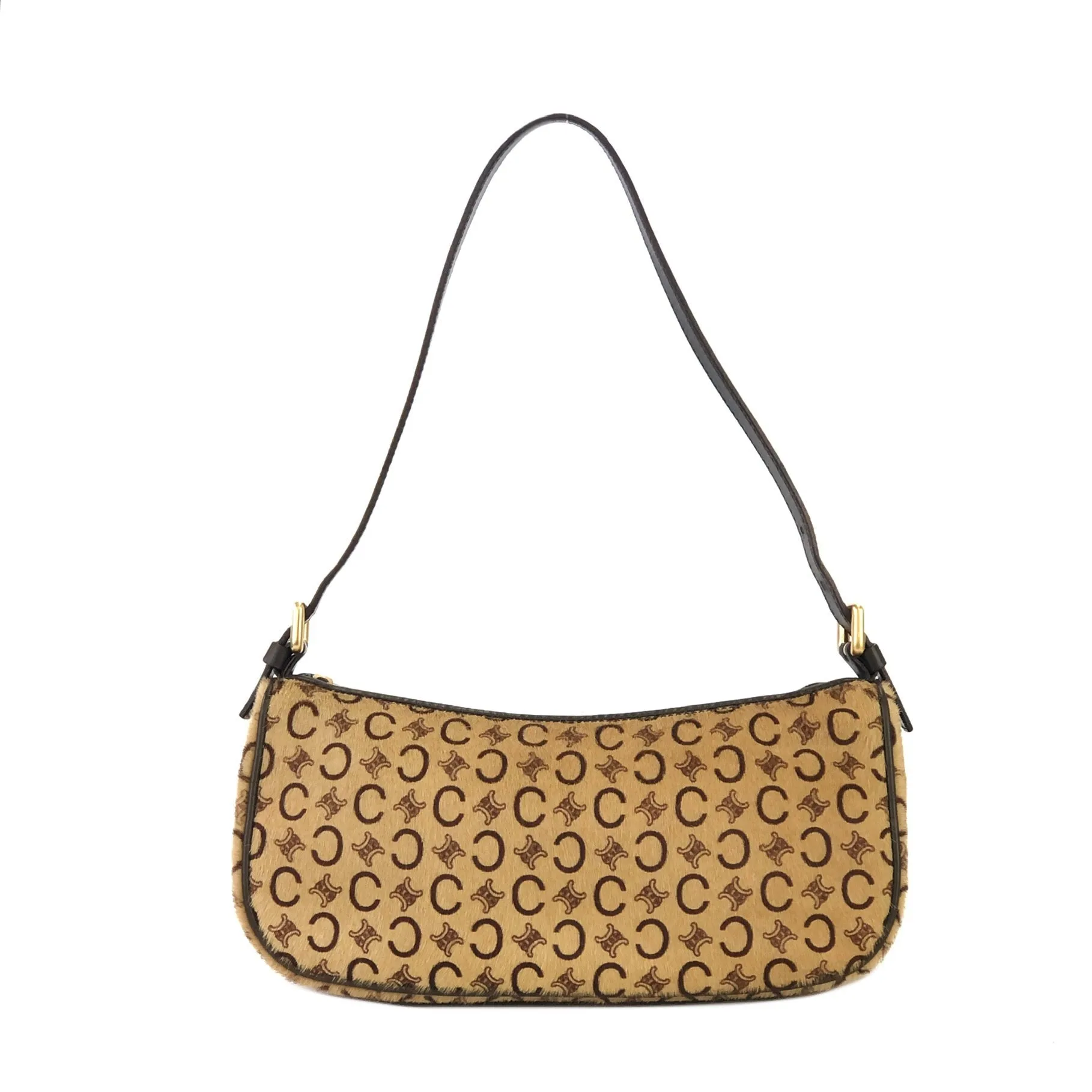 CELINE C Macadam Unborn Calf Handag Hobobag Beige Old Celine Vintage 4xy2gk