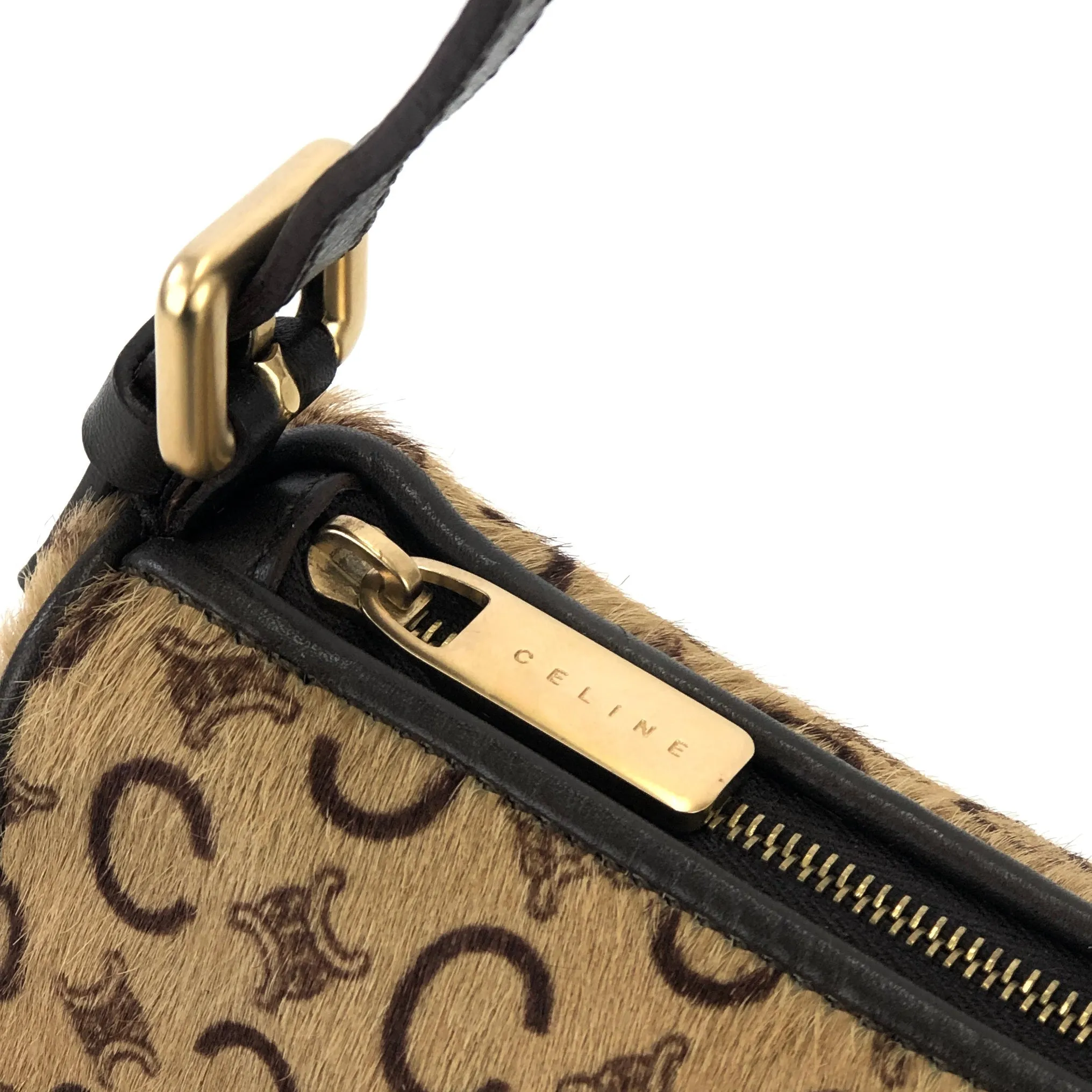 CELINE C Macadam Unborn Calf Handag Hobobag Beige Old Celine Vintage 4xy2gk