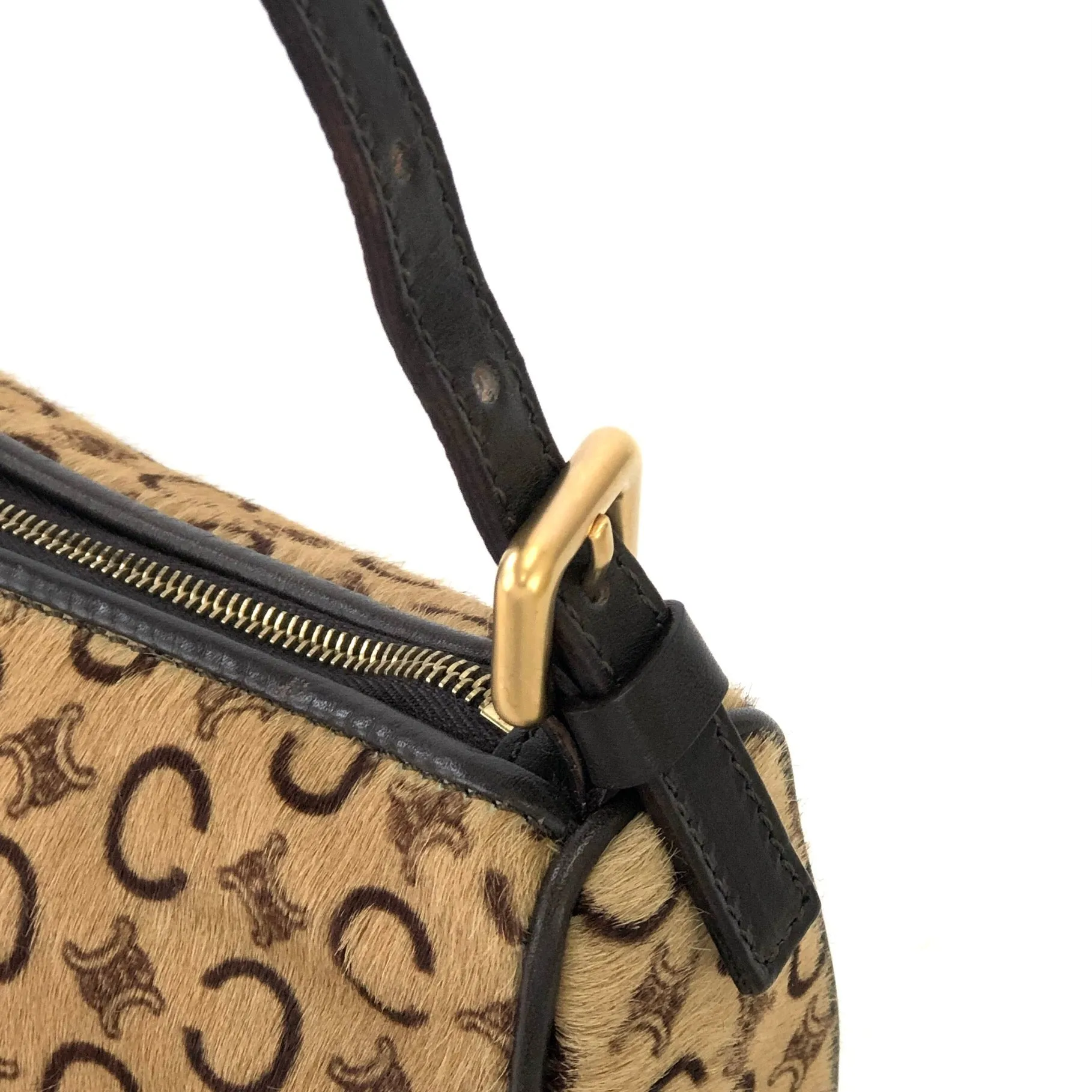 CELINE C Macadam Unborn Calf Handag Hobobag Beige Old Celine Vintage 4xy2gk