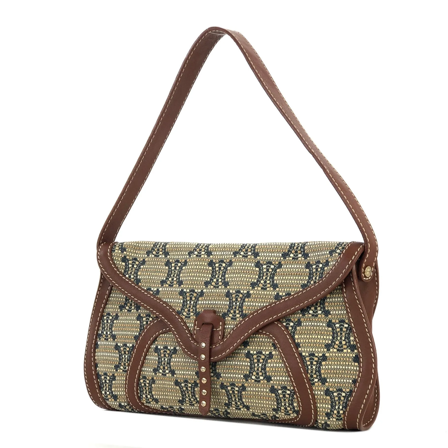 CELINE Triomphe pattern Hobobag Handbag Beige Vintage Old CELINE gctpmy