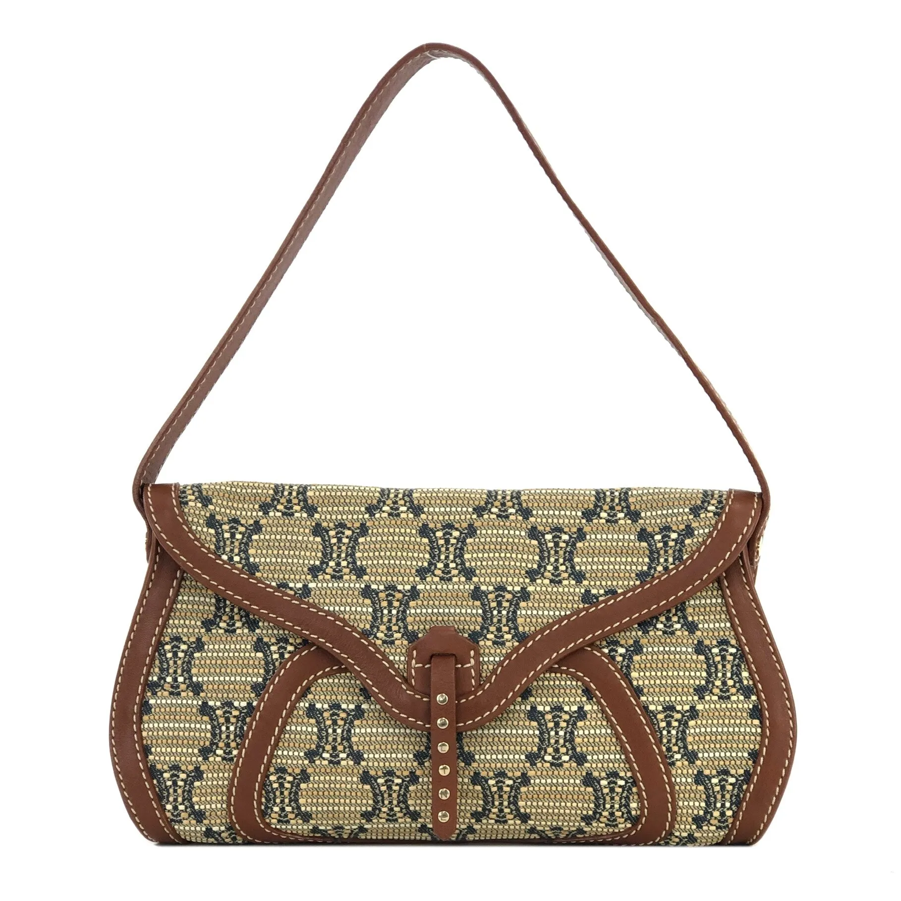 CELINE Triomphe pattern Hobobag Handbag Beige Vintage Old CELINE gctpmy
