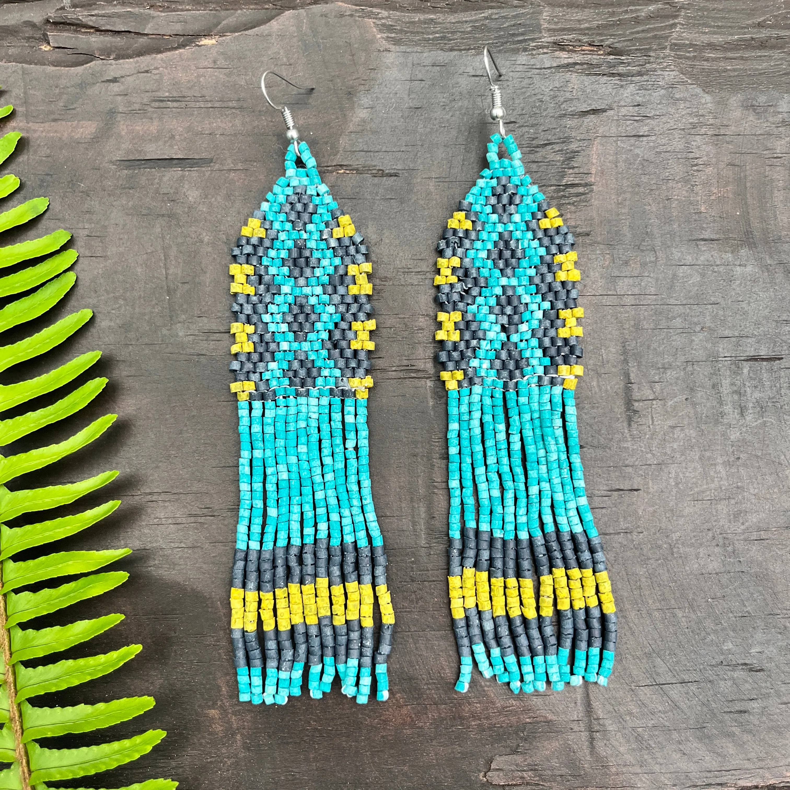 Ceramic Beaded Earrings with Woven Details