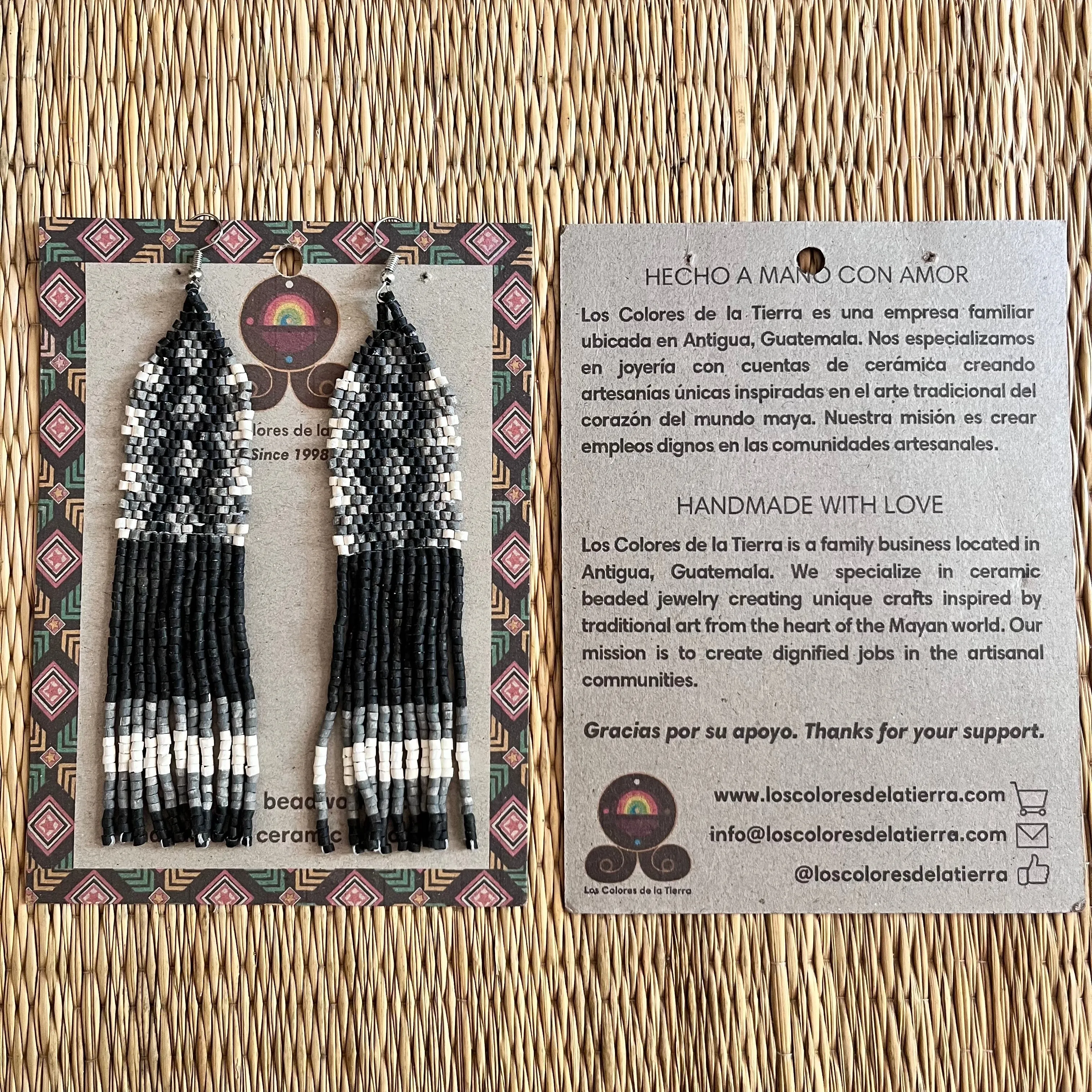 Ceramic Beaded Earrings with Woven Details