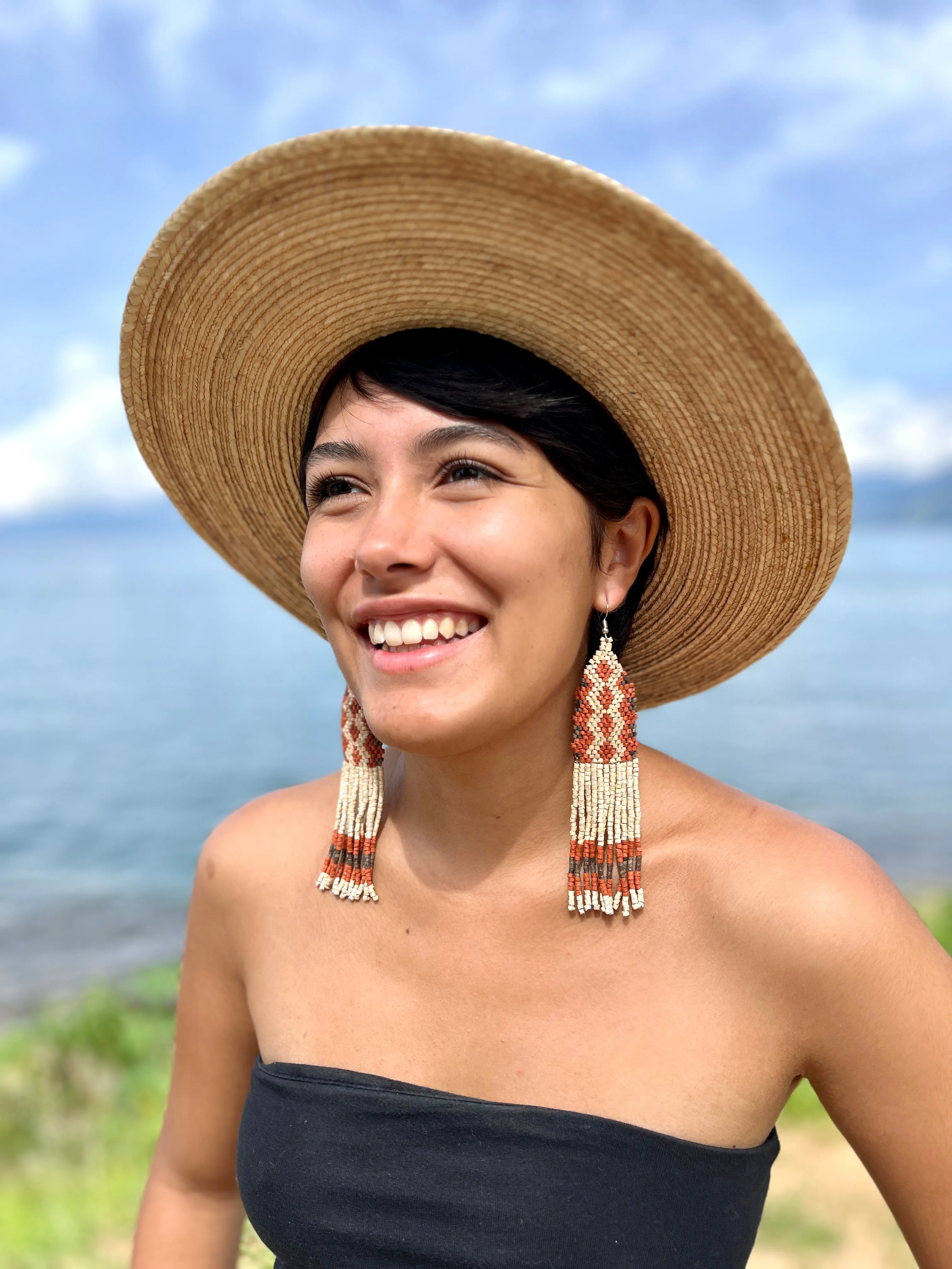 Ceramic Beaded Earrings with Woven Details