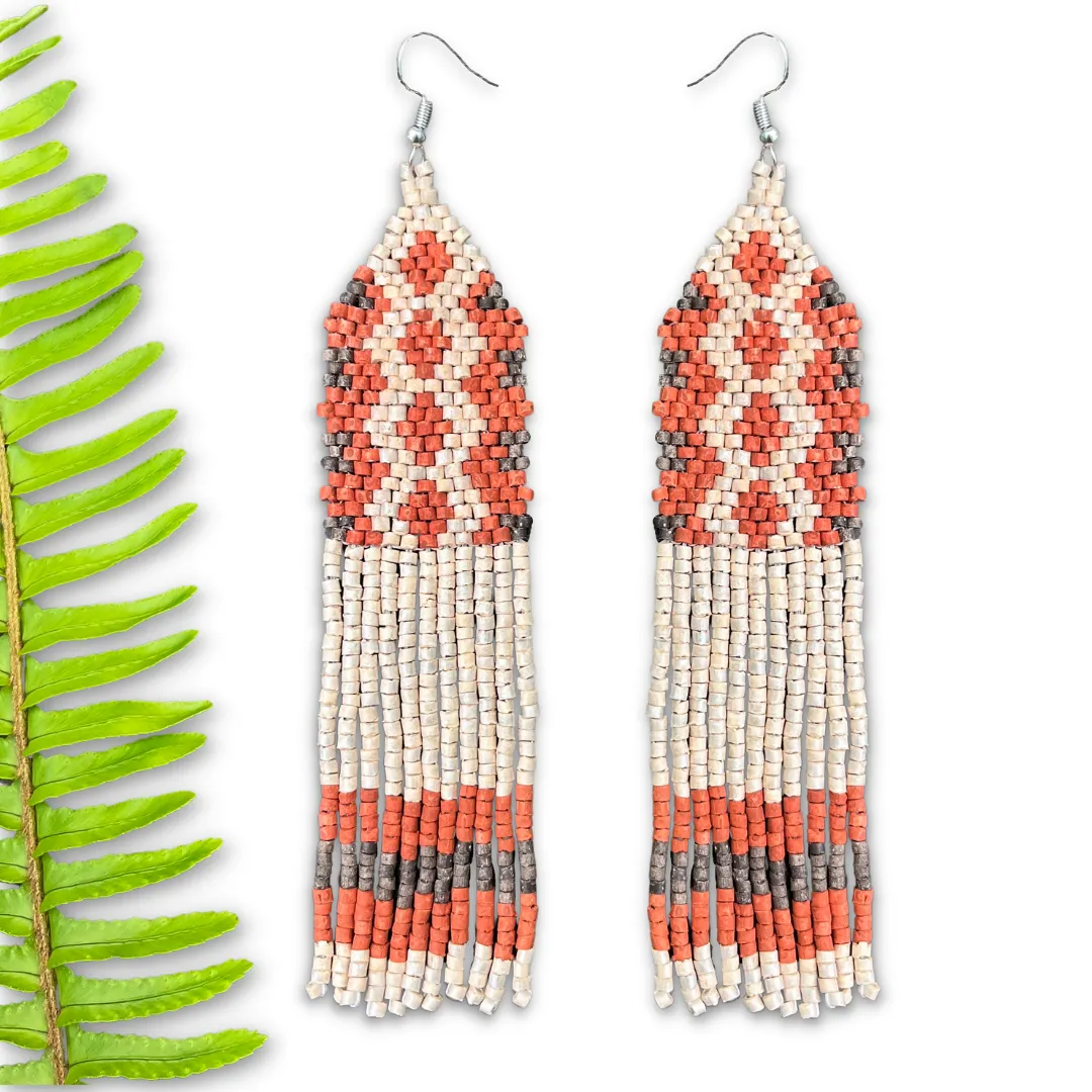 Ceramic Beaded Earrings with Woven Details