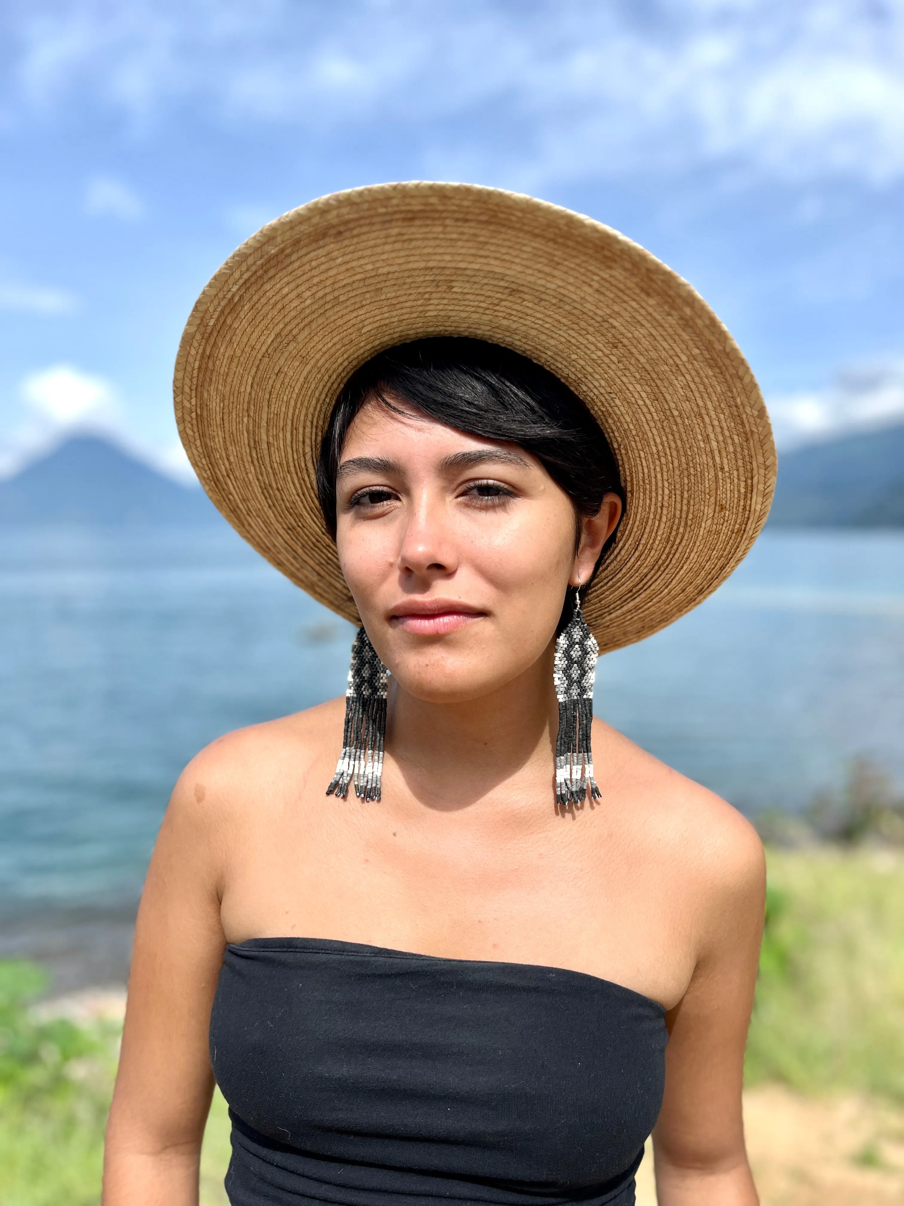 Ceramic Beaded Earrings with Woven Details