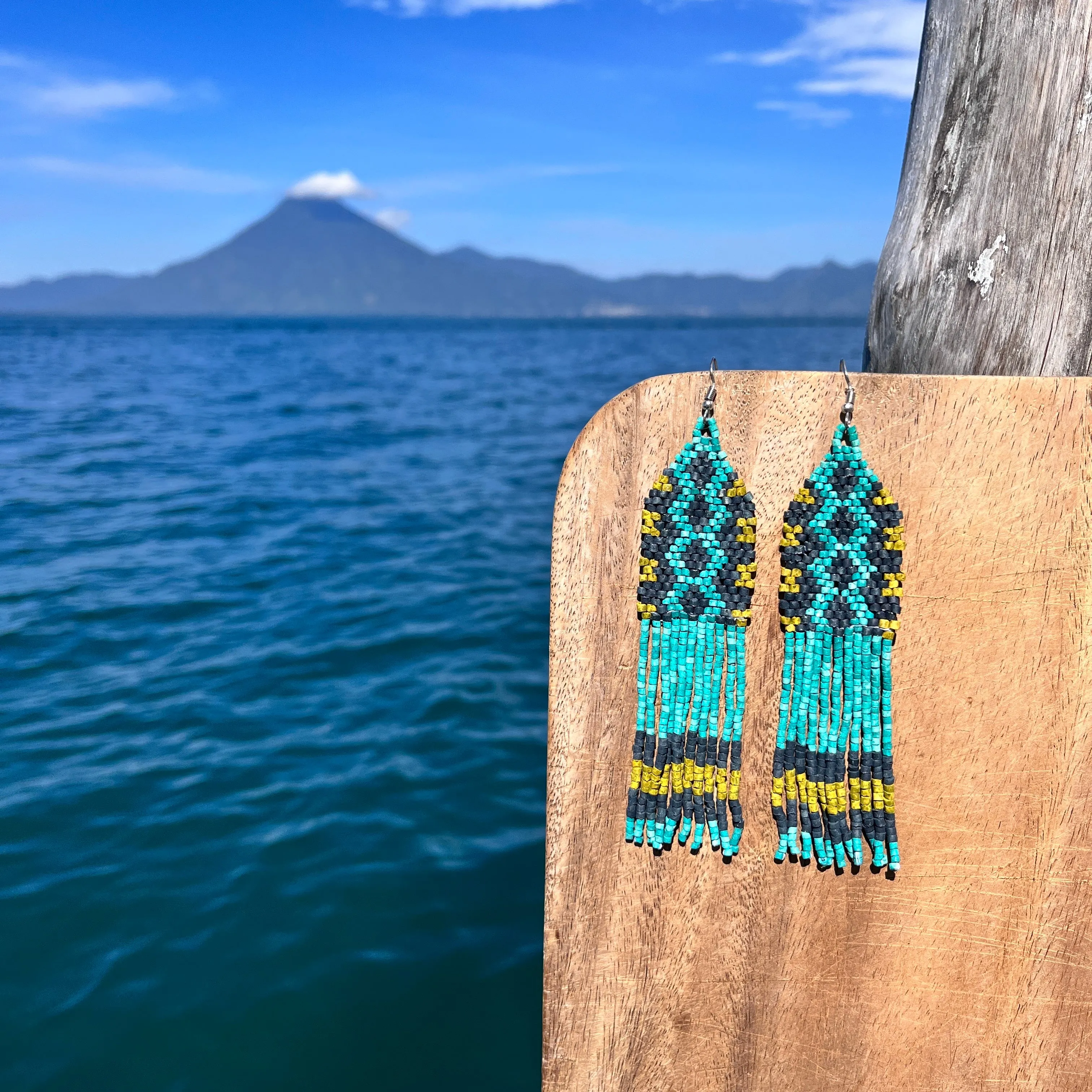 Ceramic Beaded Earrings with Woven Details