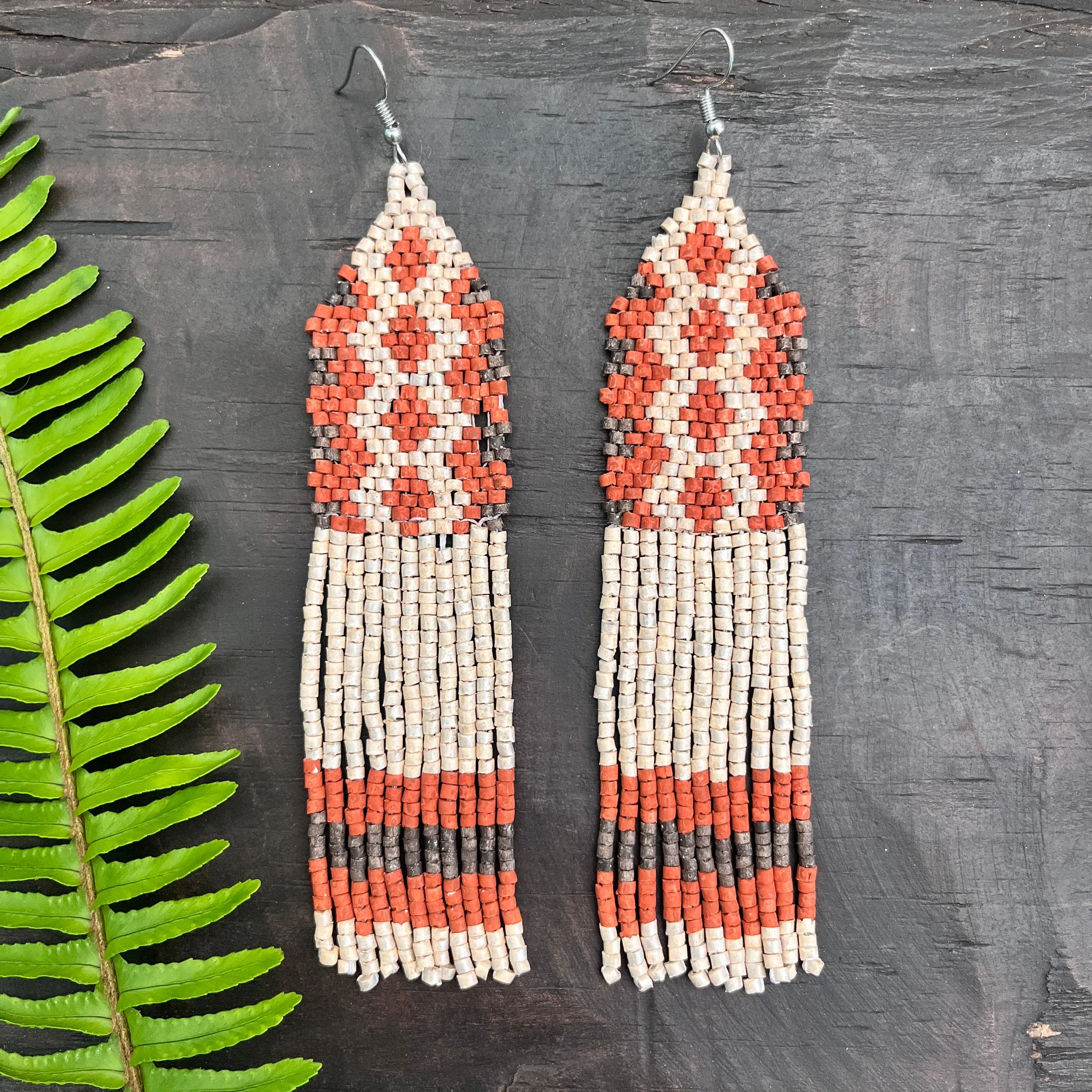Ceramic Beaded Earrings with Woven Details