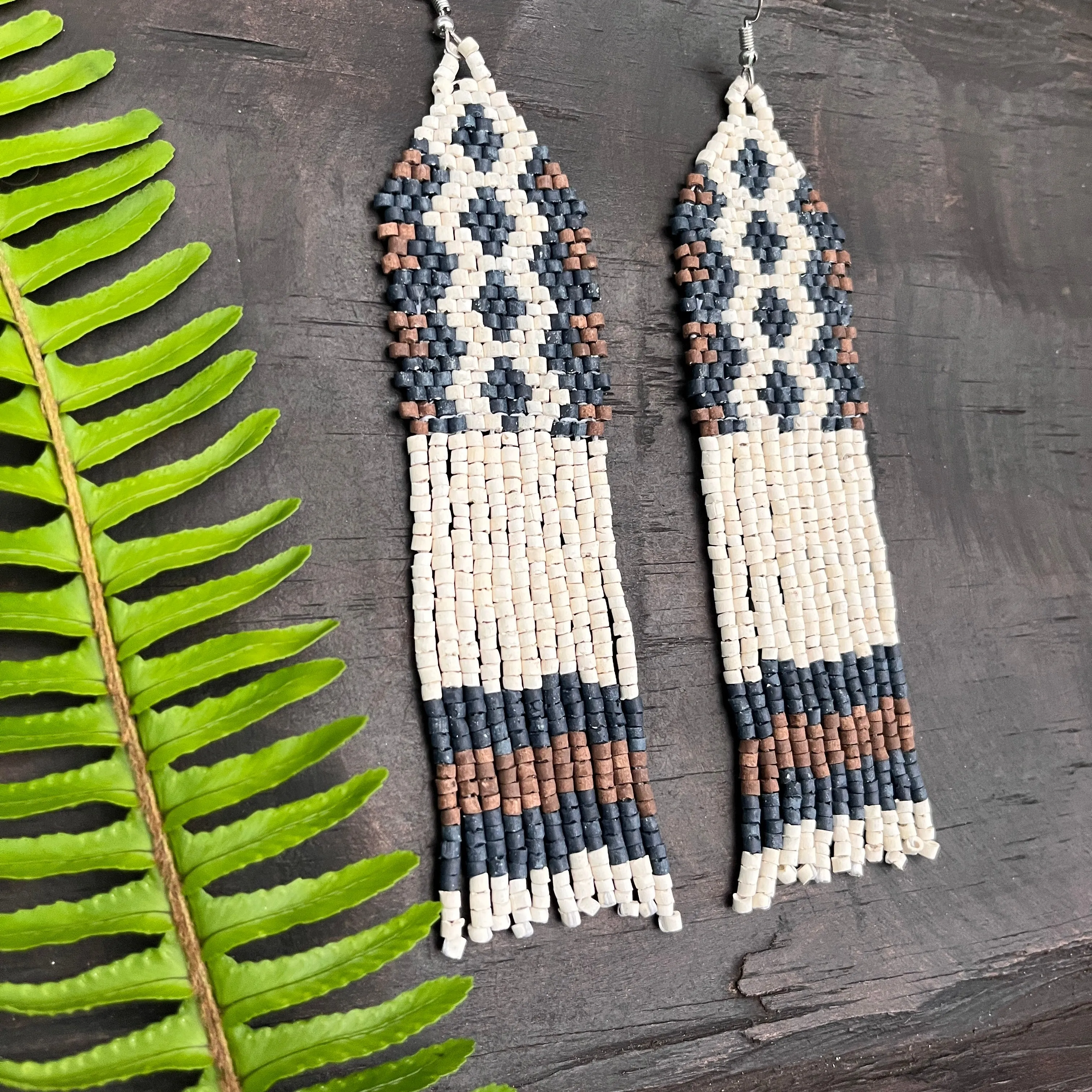 Ceramic Beaded Earrings with Woven Details