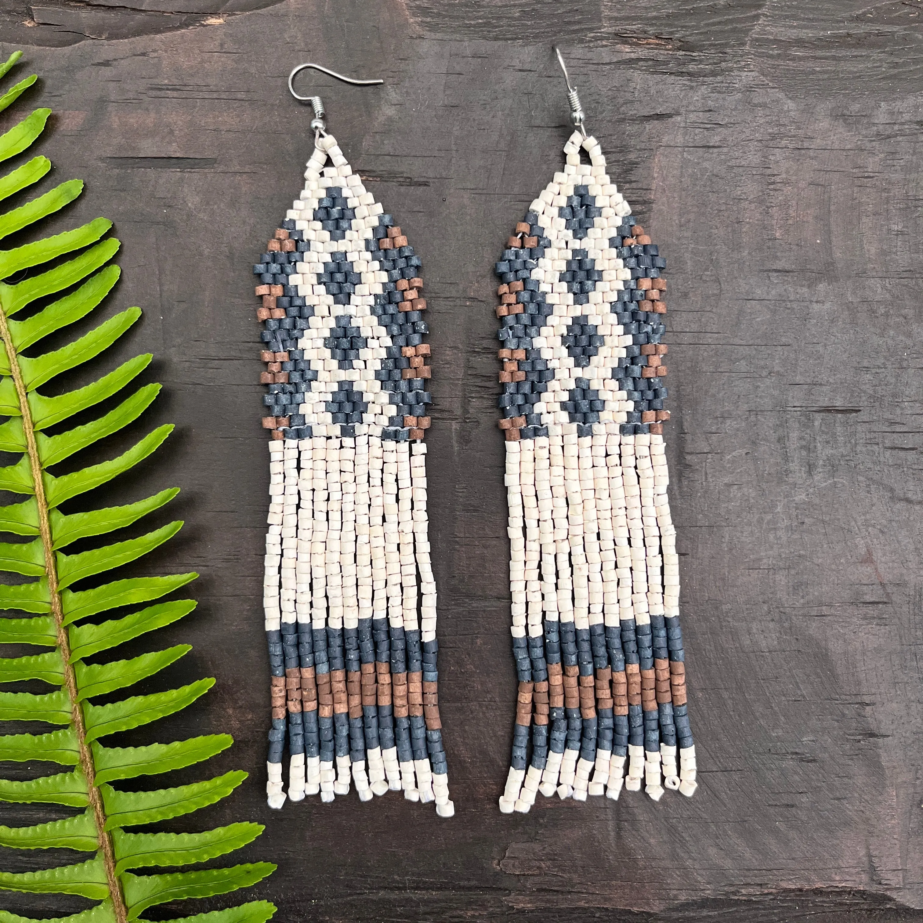 Ceramic Beaded Earrings with Woven Details