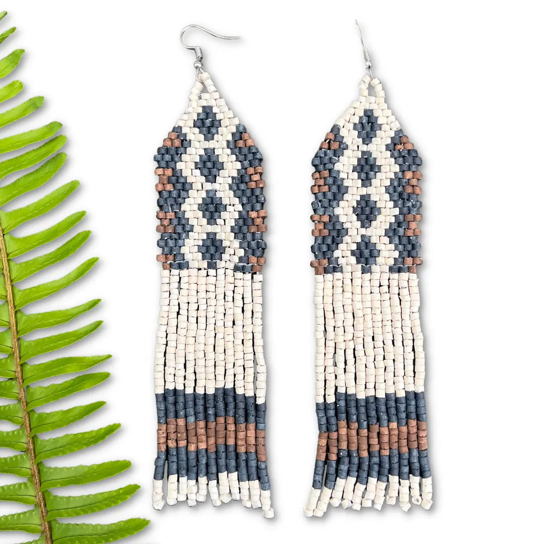 Ceramic Beaded Earrings with Woven Details