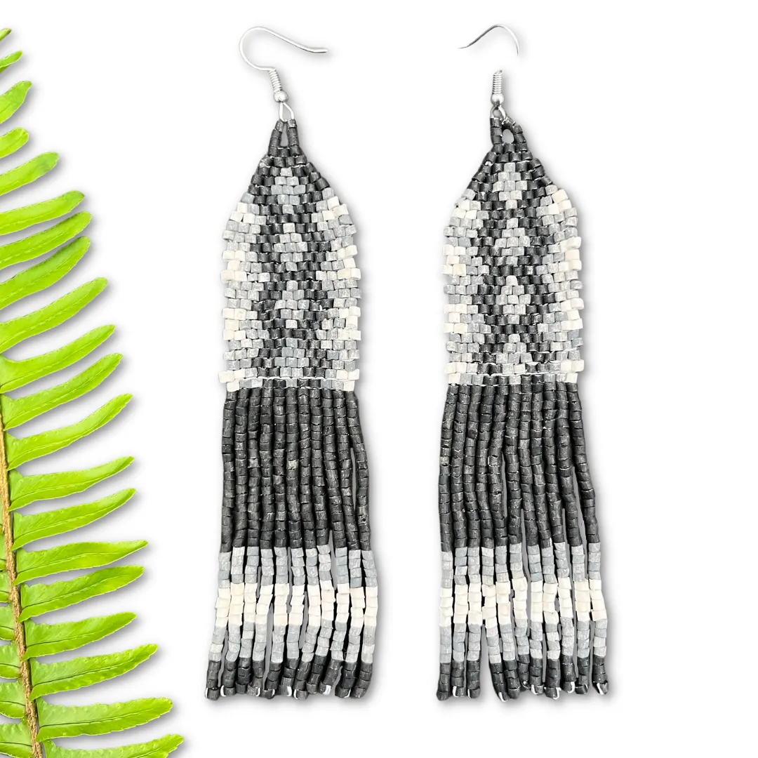 Ceramic Beaded Earrings with Woven Details