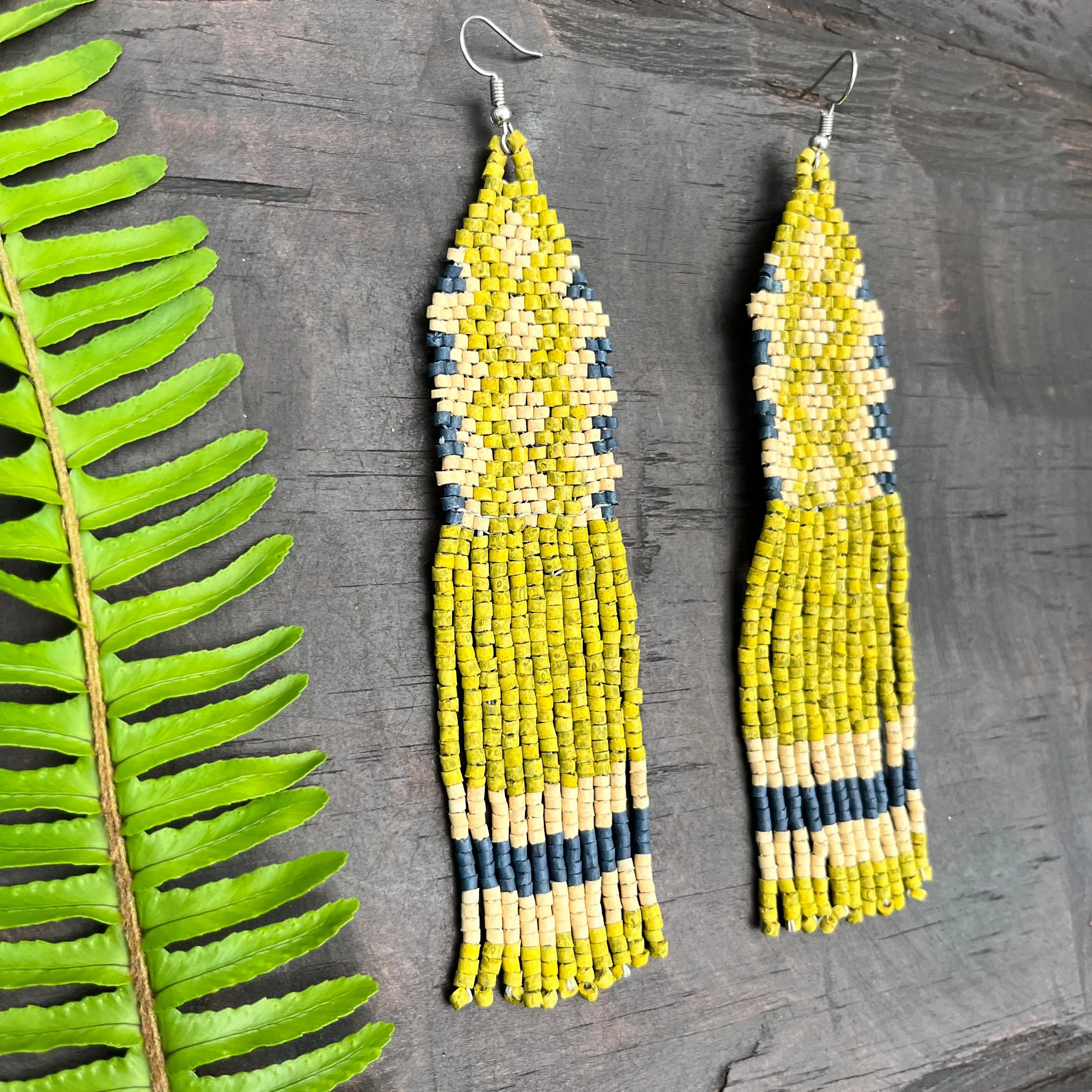 Ceramic Beaded Earrings with Woven Details
