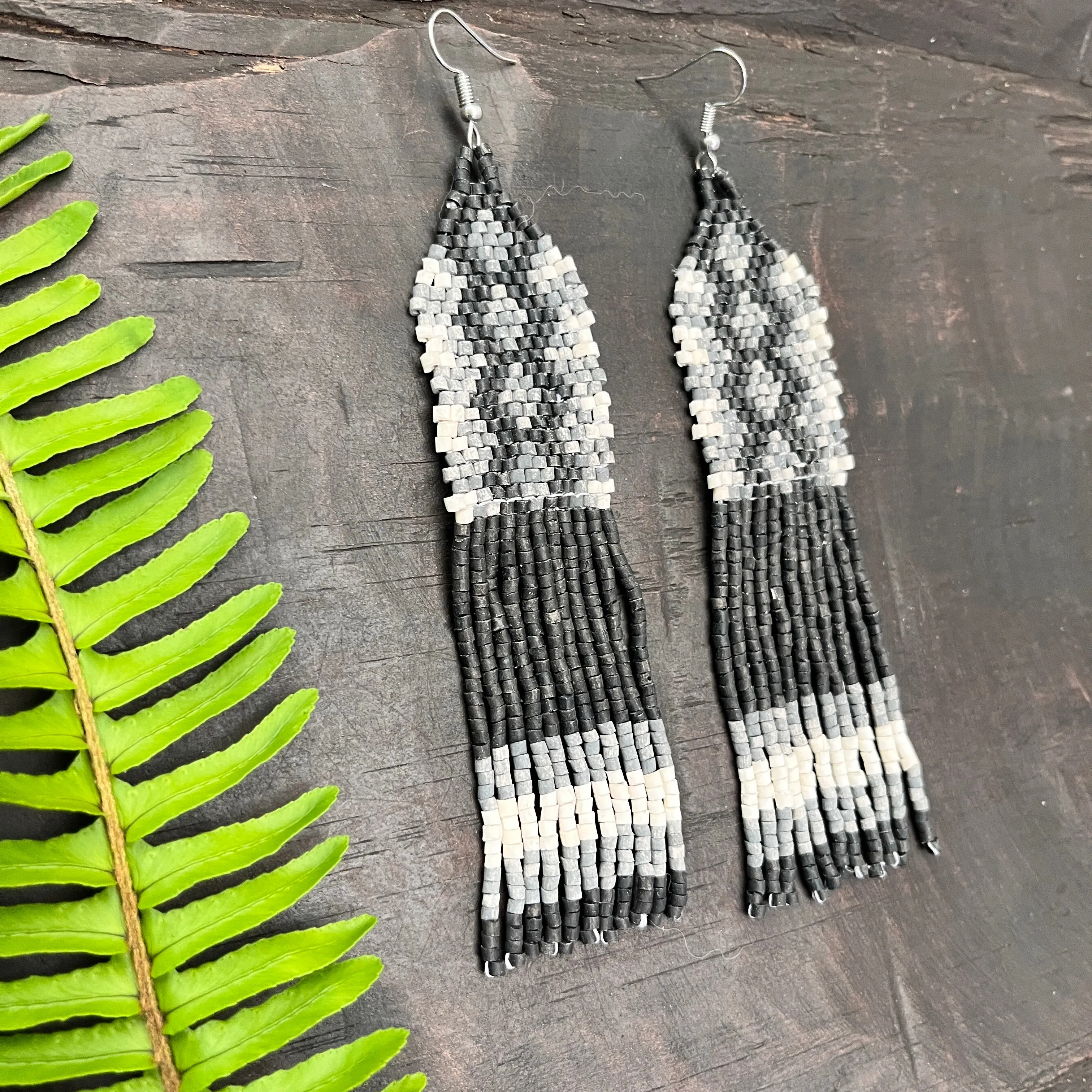 Ceramic Beaded Earrings with Woven Details
