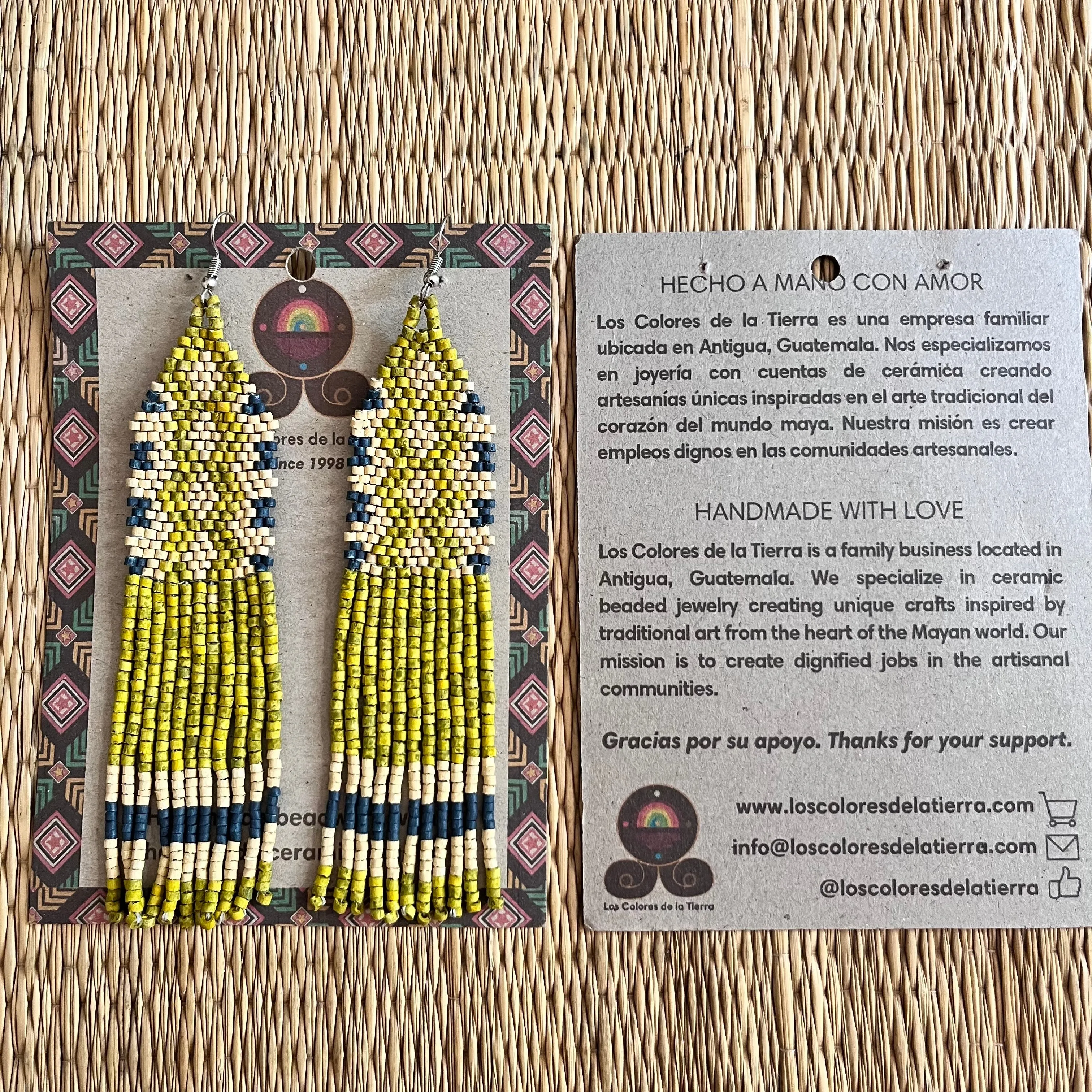 Ceramic Beaded Earrings with Woven Details
