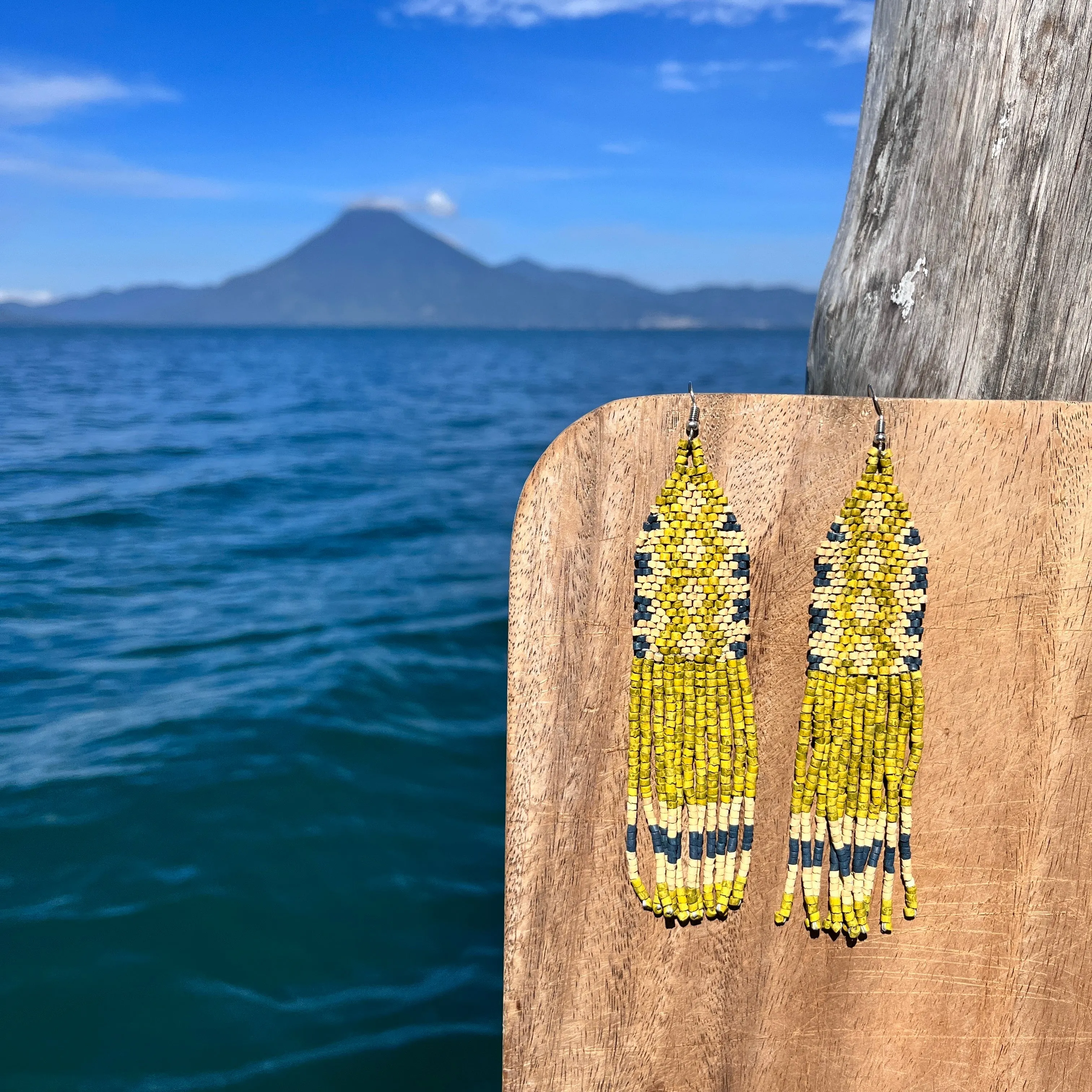 Ceramic Beaded Earrings with Woven Details