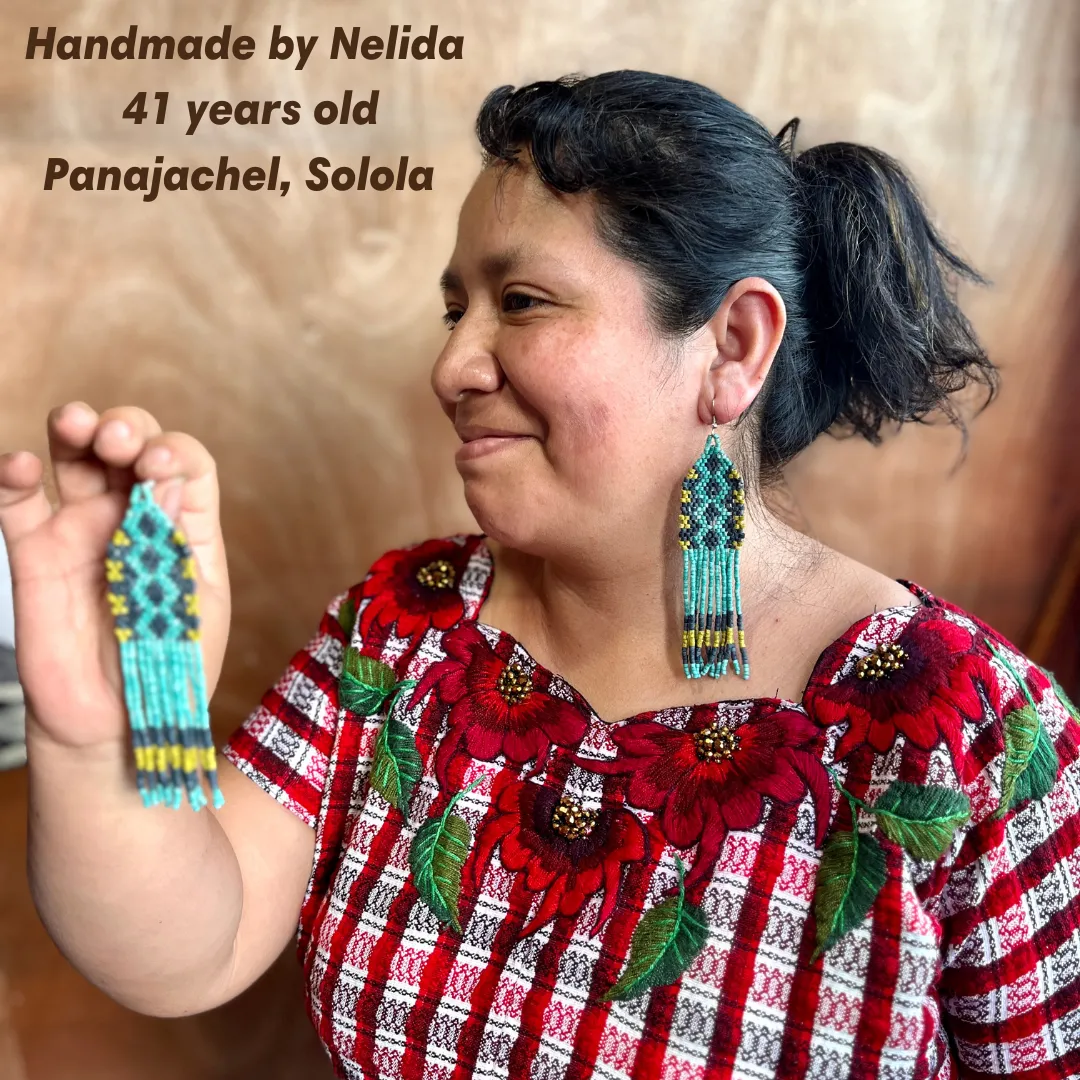 Ceramic Beaded Earrings with Woven Details