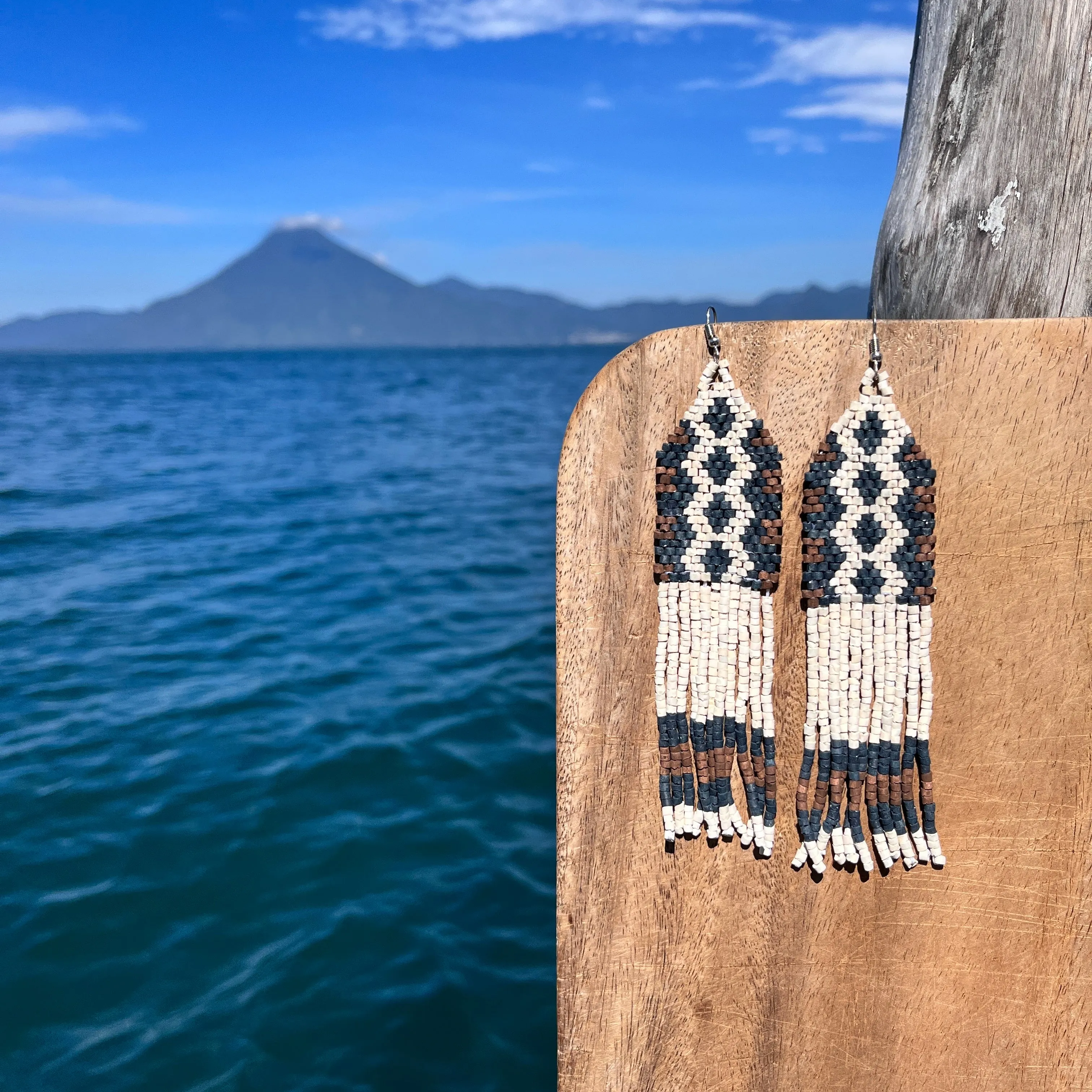 Ceramic Beaded Earrings with Woven Details