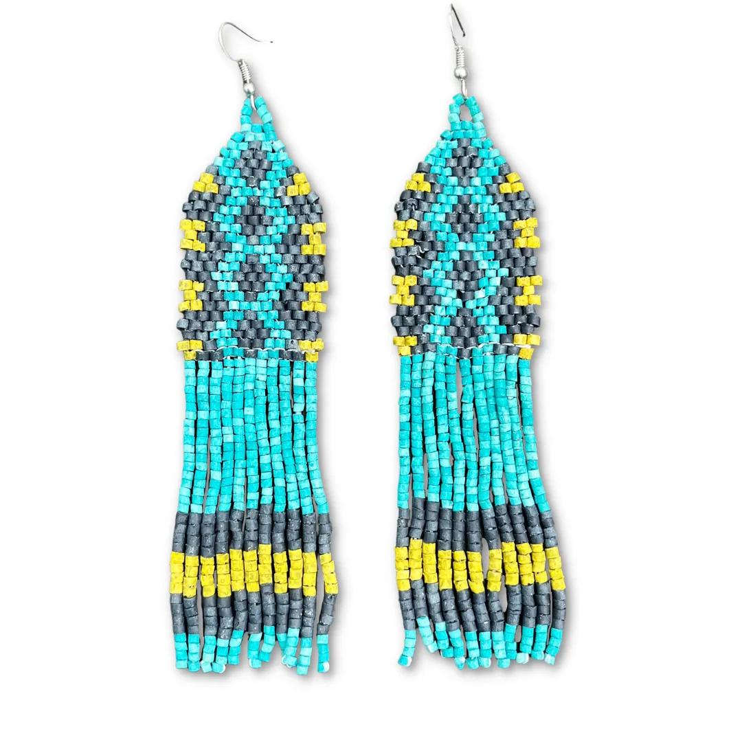 Ceramic Beaded Earrings with Woven Details