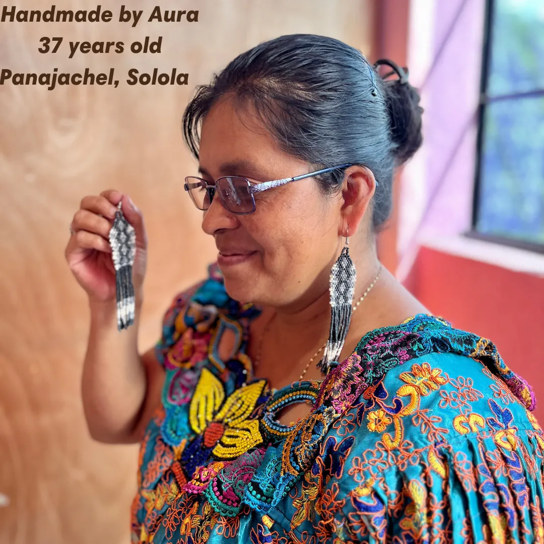 Ceramic Beaded Earrings with Woven Details