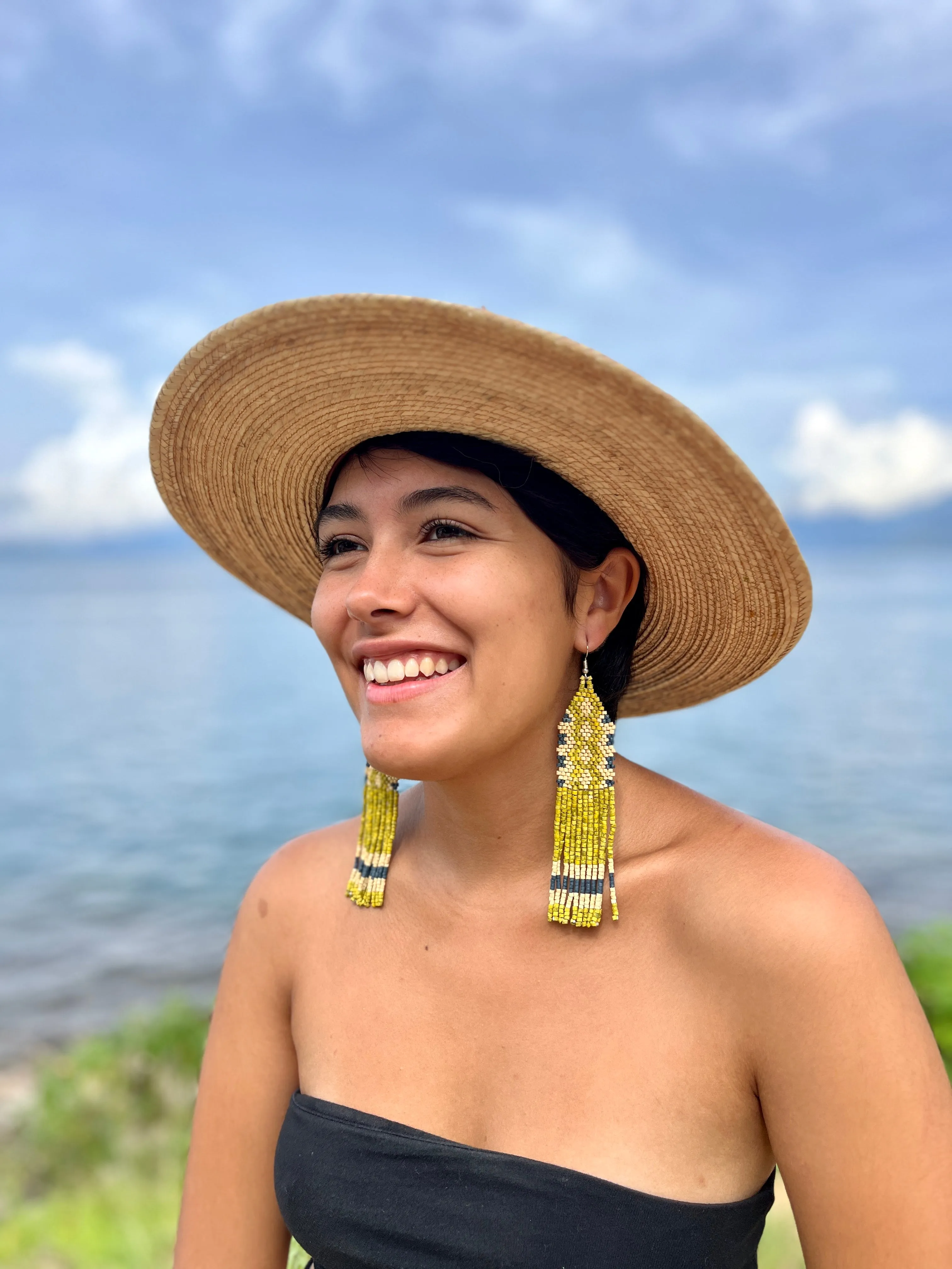 Ceramic Beaded Earrings with Woven Details