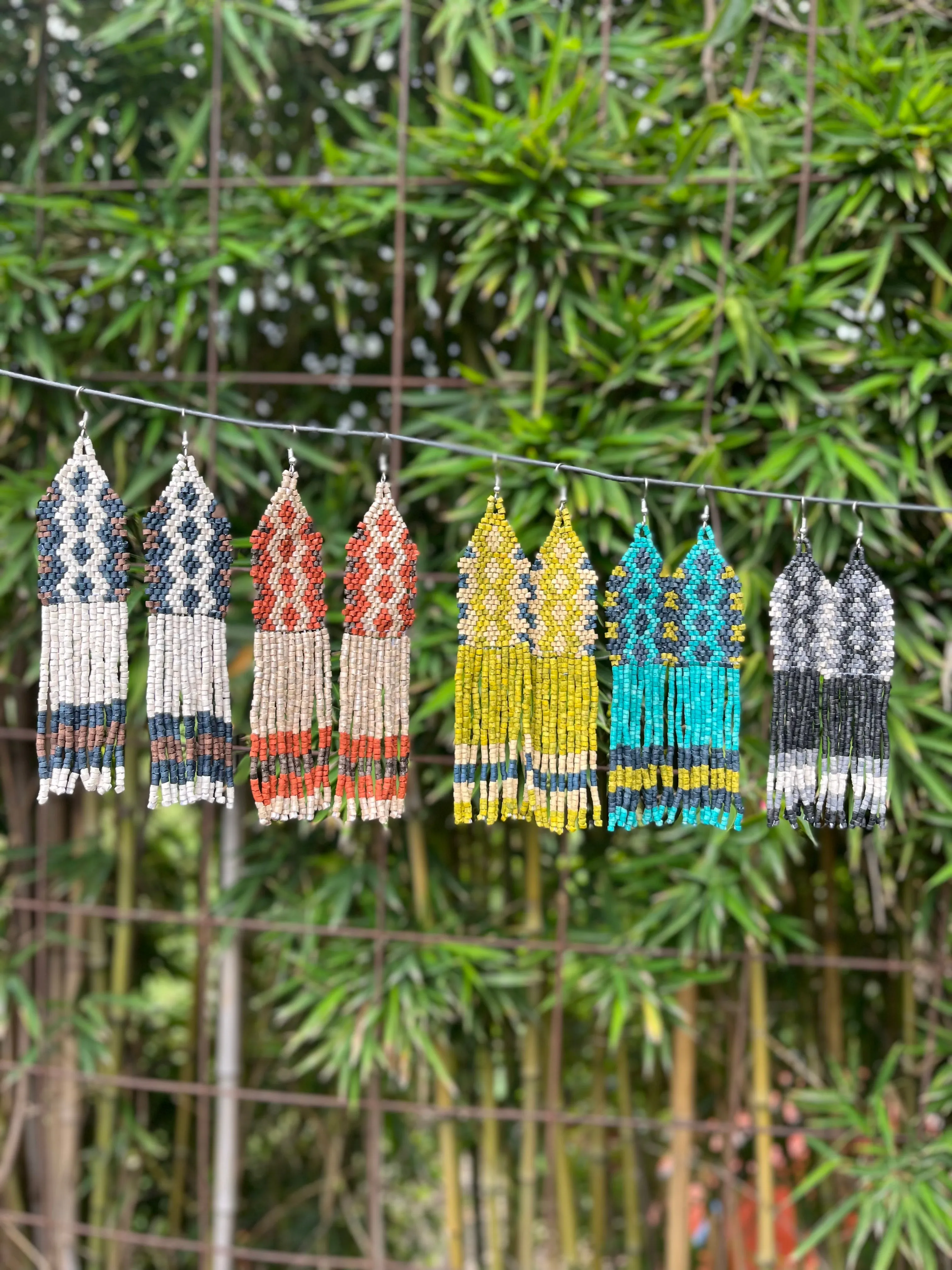 Ceramic Beaded Earrings with Woven Details