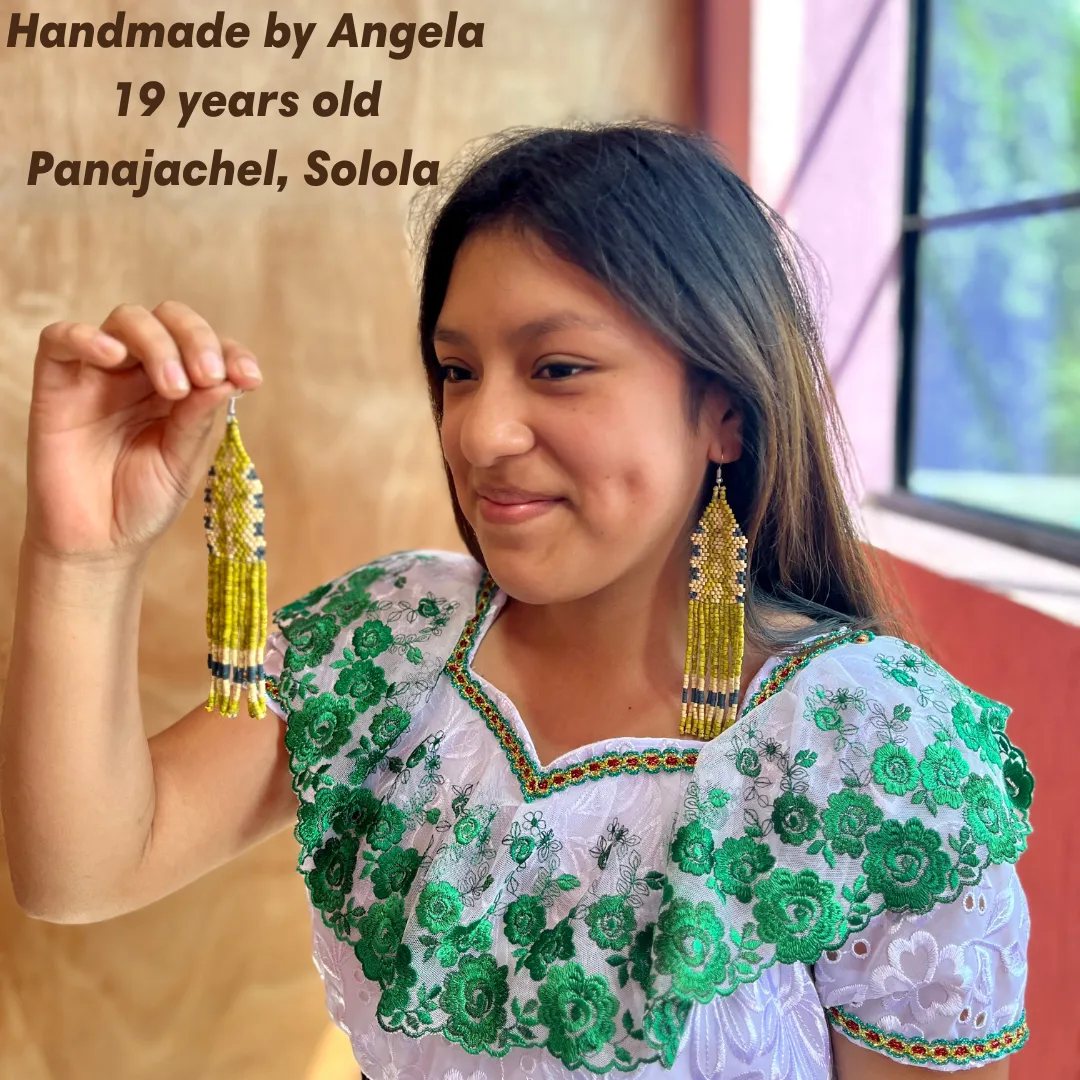 Ceramic Beaded Earrings with Woven Details
