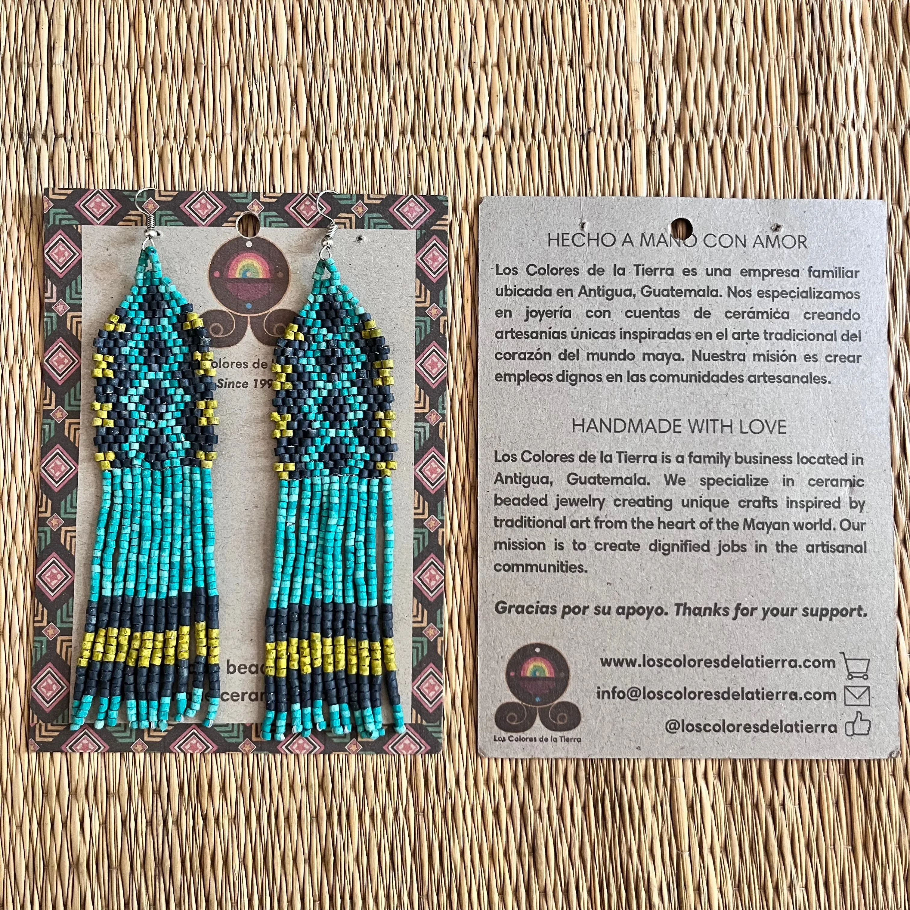 Ceramic Beaded Earrings with Woven Details