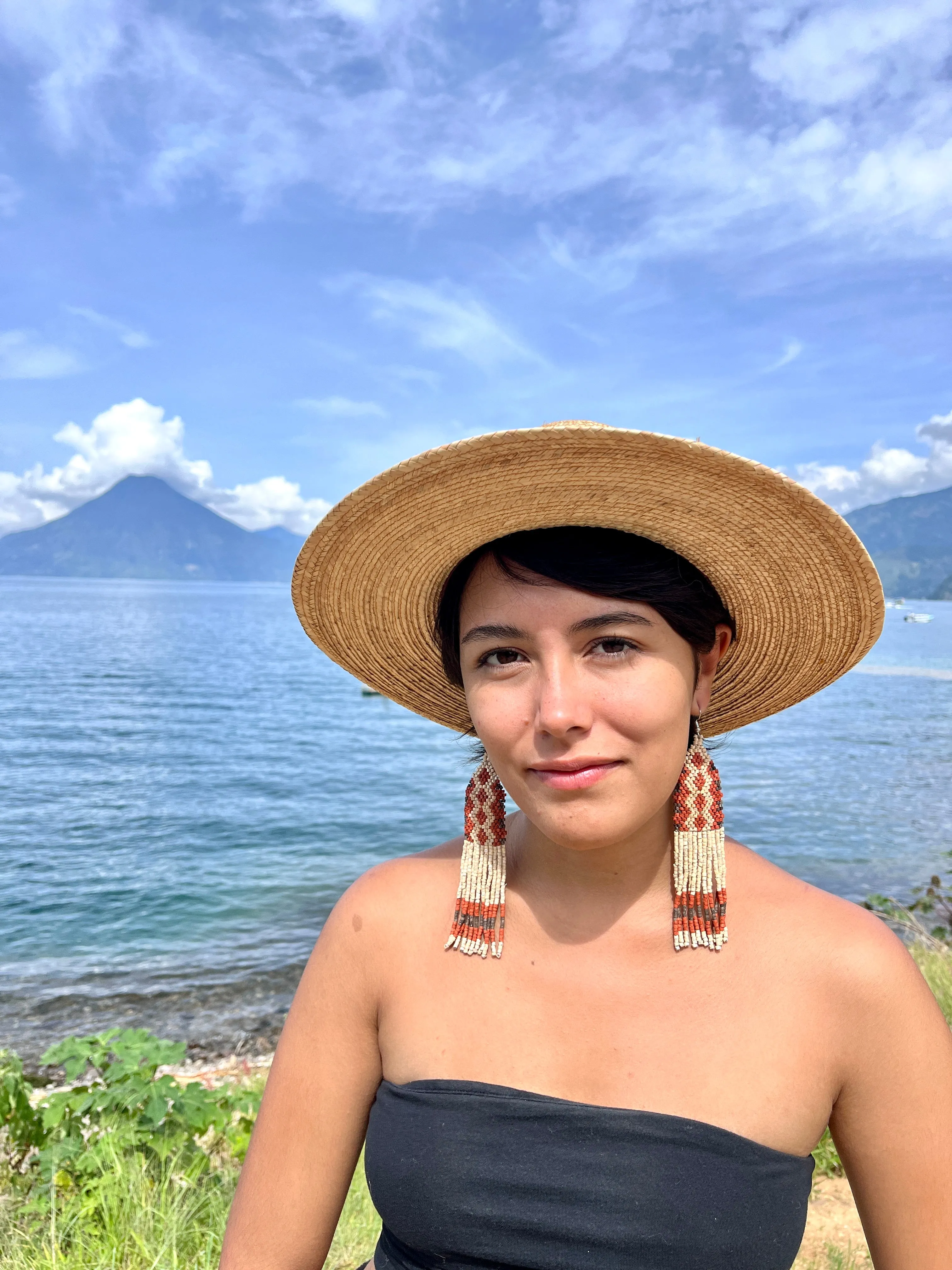 Ceramic Beaded Earrings with Woven Details