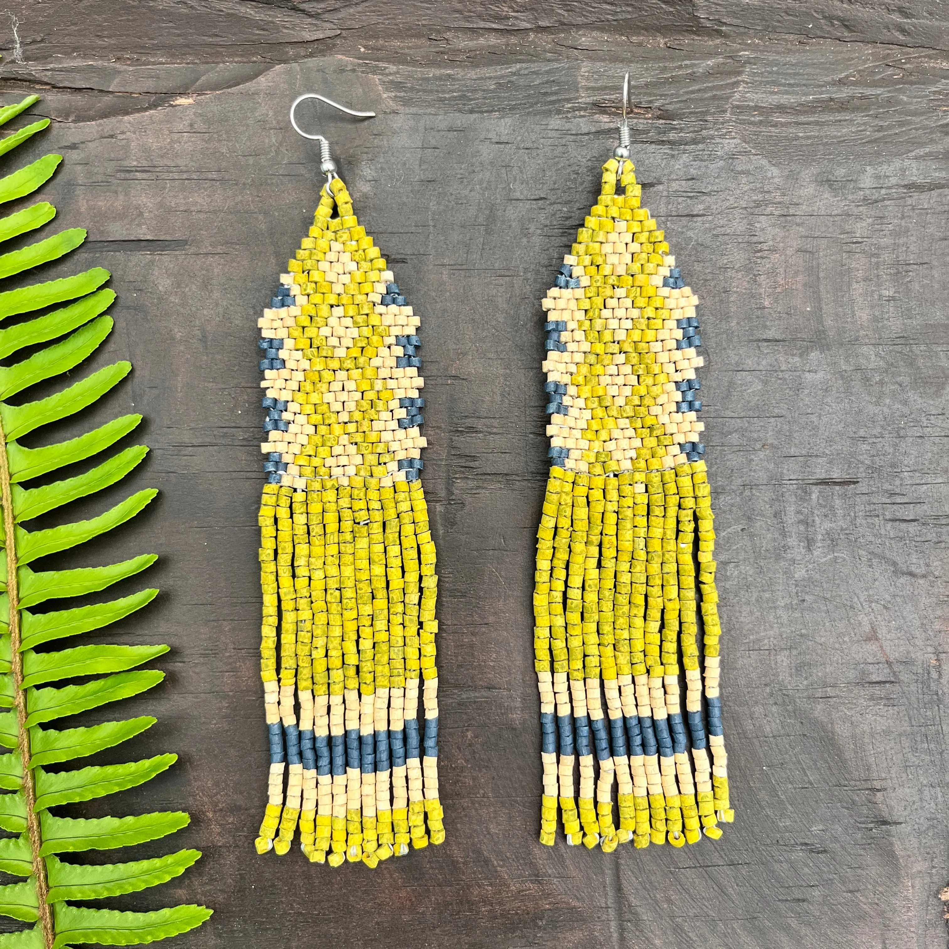 Ceramic Beaded Earrings with Woven Details