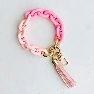 Chain Link Keychain Bangle - PINK