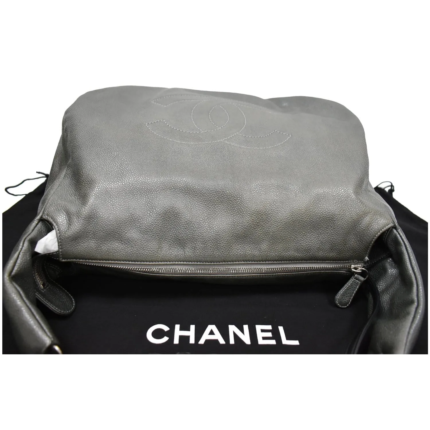 CHANEL 31 Small CC Caviar Leather Hobo Bag Grey