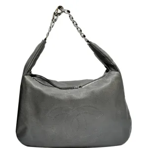 CHANEL 31 Small CC Caviar Leather Hobo Bag Grey