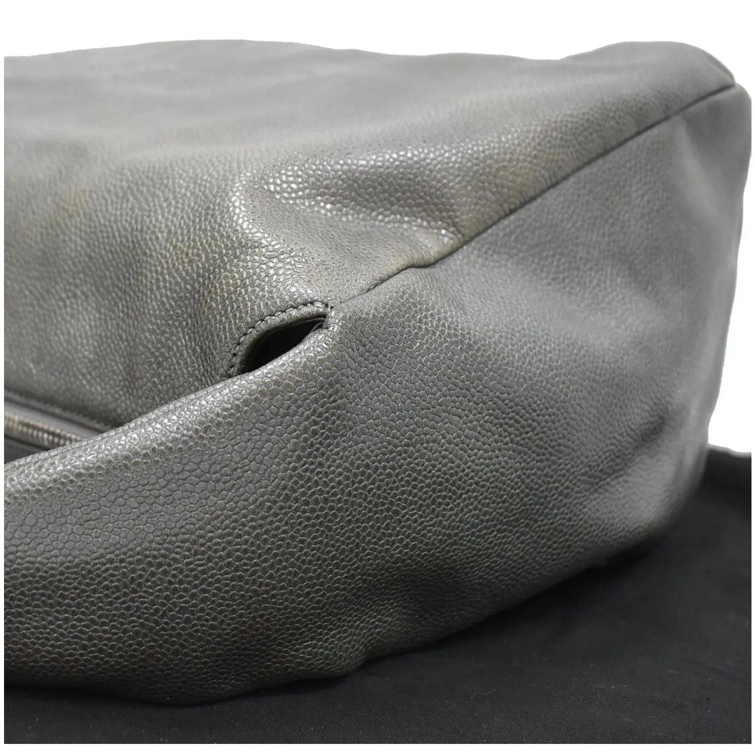 CHANEL 31 Small CC Caviar Leather Hobo Bag Grey