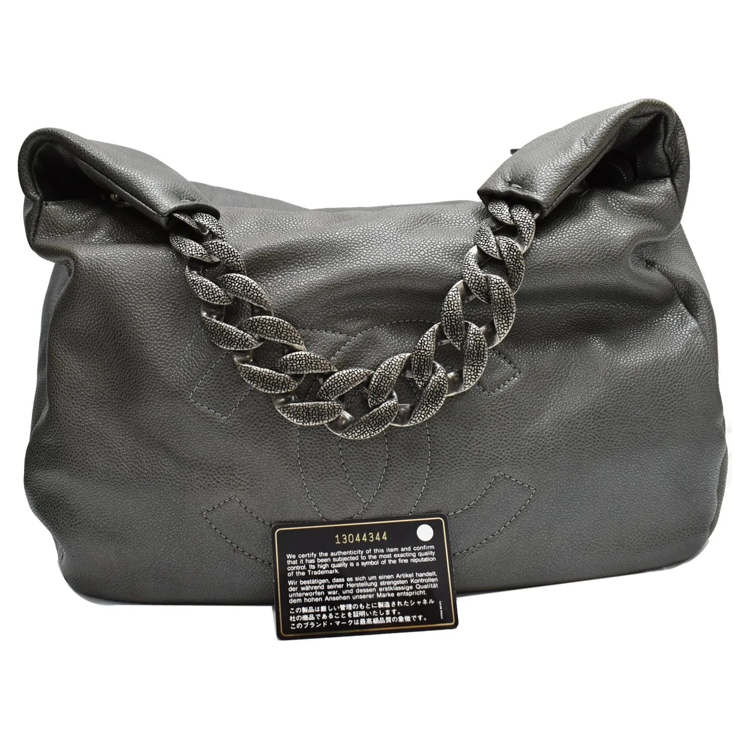CHANEL 31 Small CC Caviar Leather Hobo Bag Grey