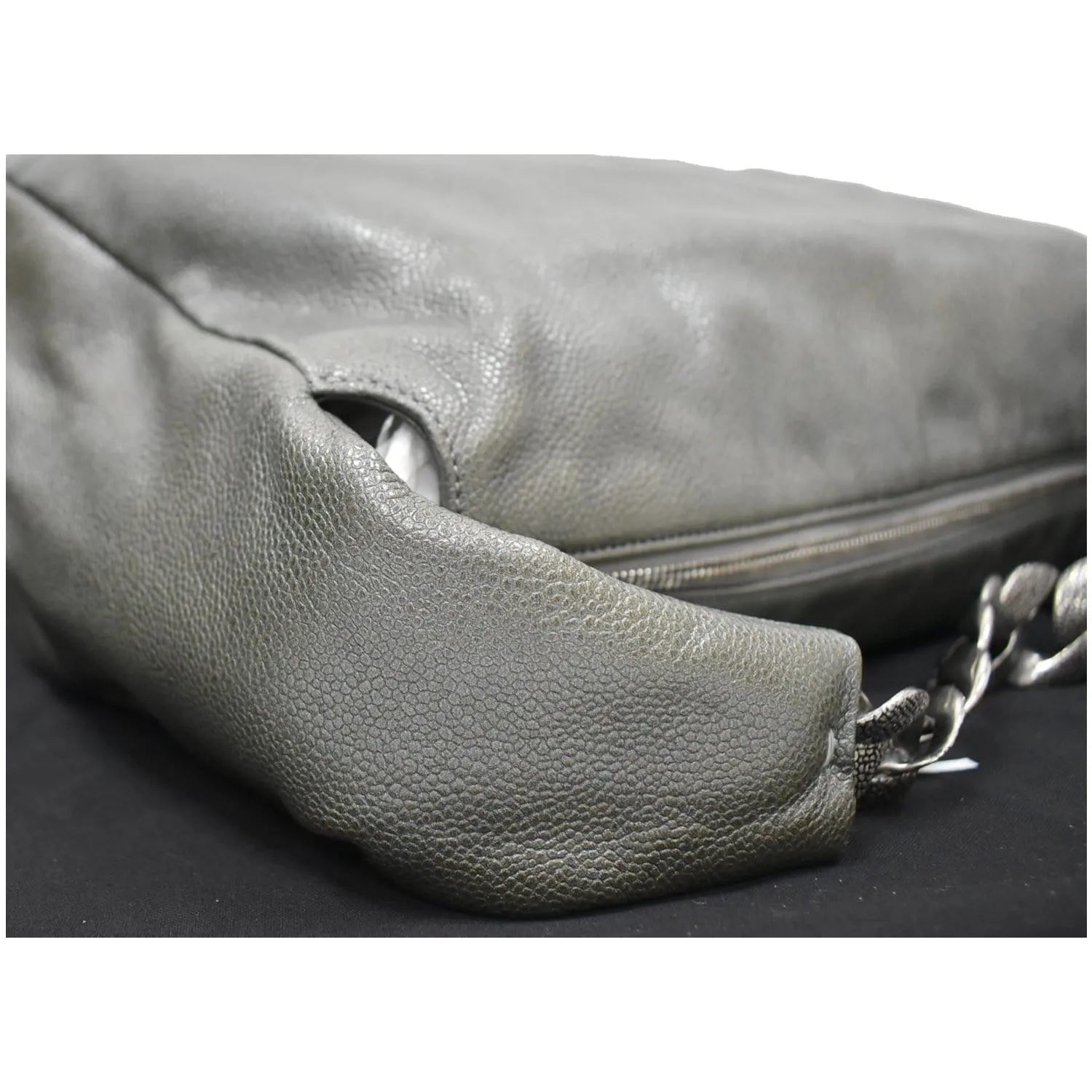 CHANEL 31 Small CC Caviar Leather Hobo Bag Grey