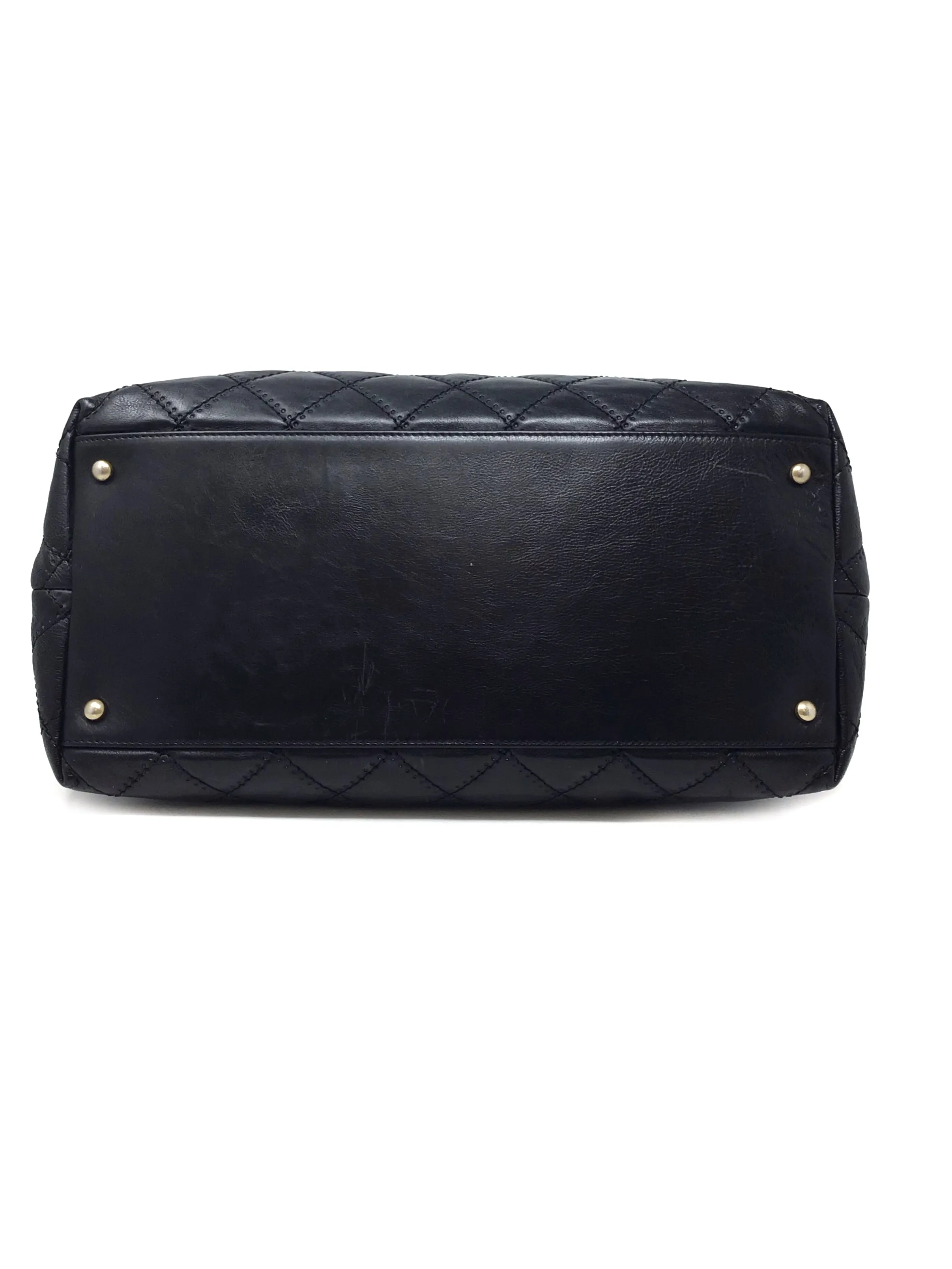 Chanel Black/Gold '11 'Retro Chain' Stitched/Perforated Quilted Calfskin Satchel