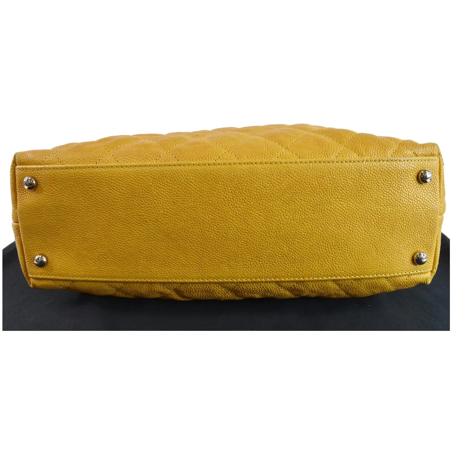 CHANEL French Riviera Quilted Caviar Leather Hobo Bag Yellow