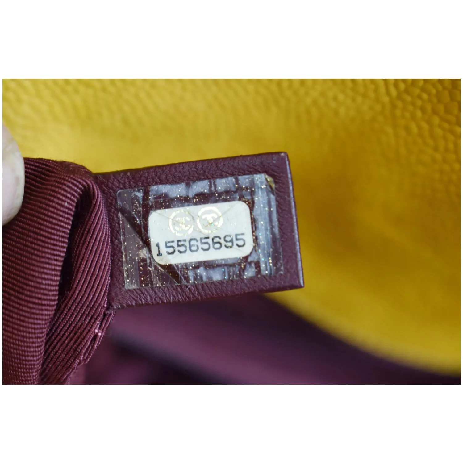 CHANEL French Riviera Quilted Caviar Leather Hobo Bag Yellow