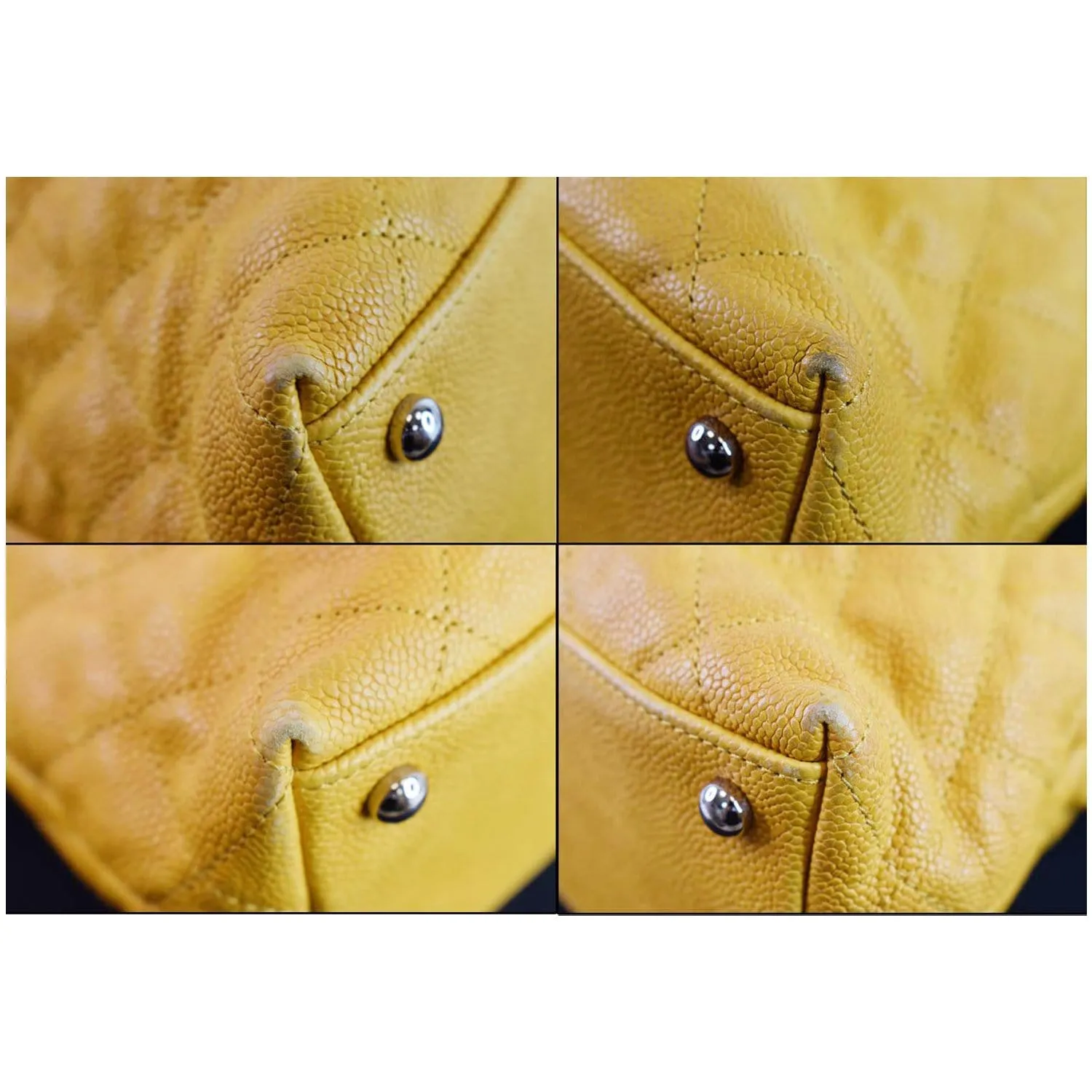 CHANEL French Riviera Quilted Caviar Leather Hobo Bag Yellow