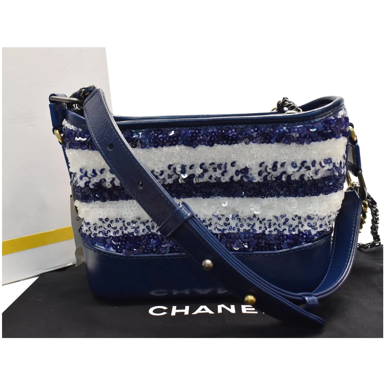 CHANEL Gabrielle Sequins Small Hobo Shoulder Bag Blue/White - 15% OFF