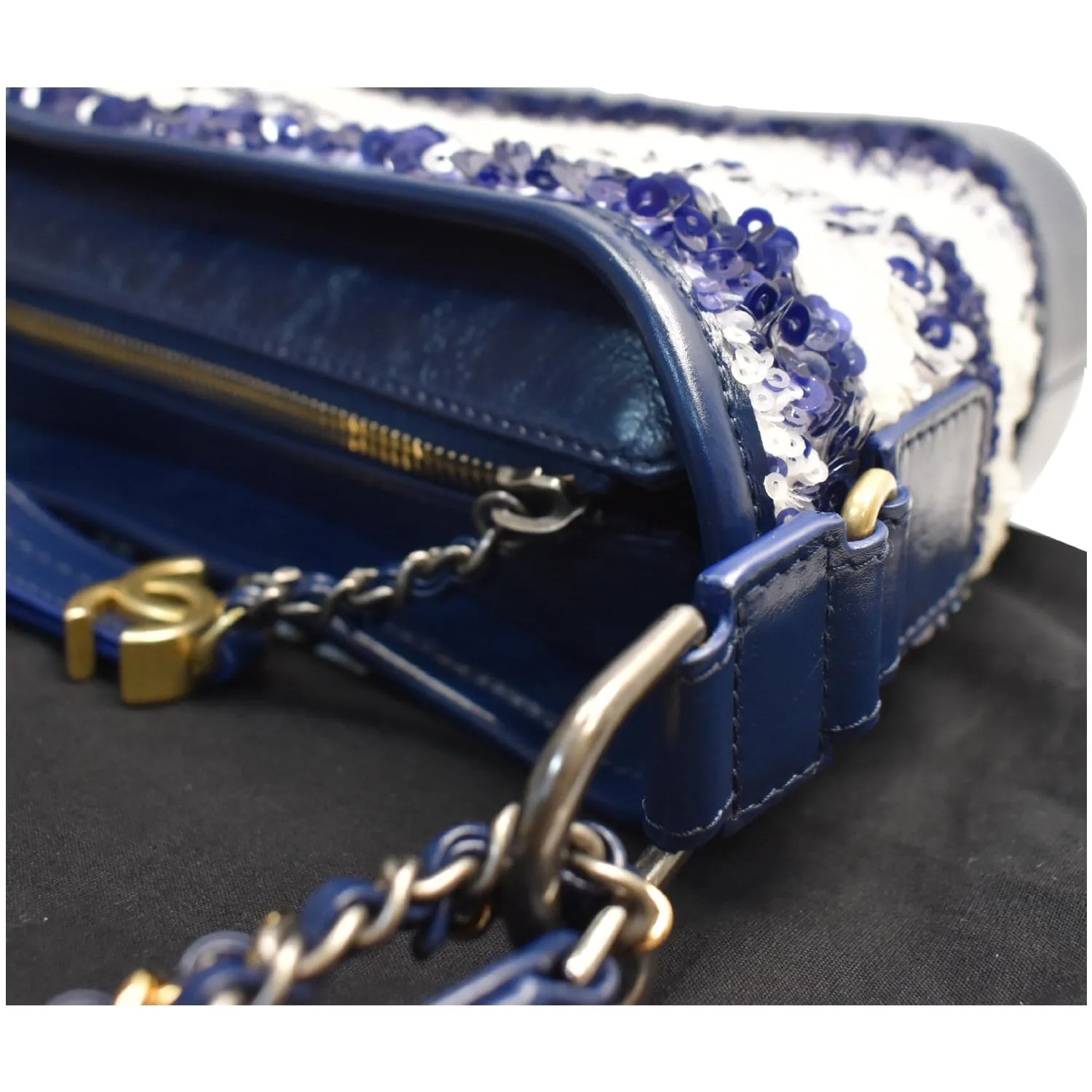 CHANEL Gabrielle Sequins Small Hobo Shoulder Bag Blue/White - 15% OFF