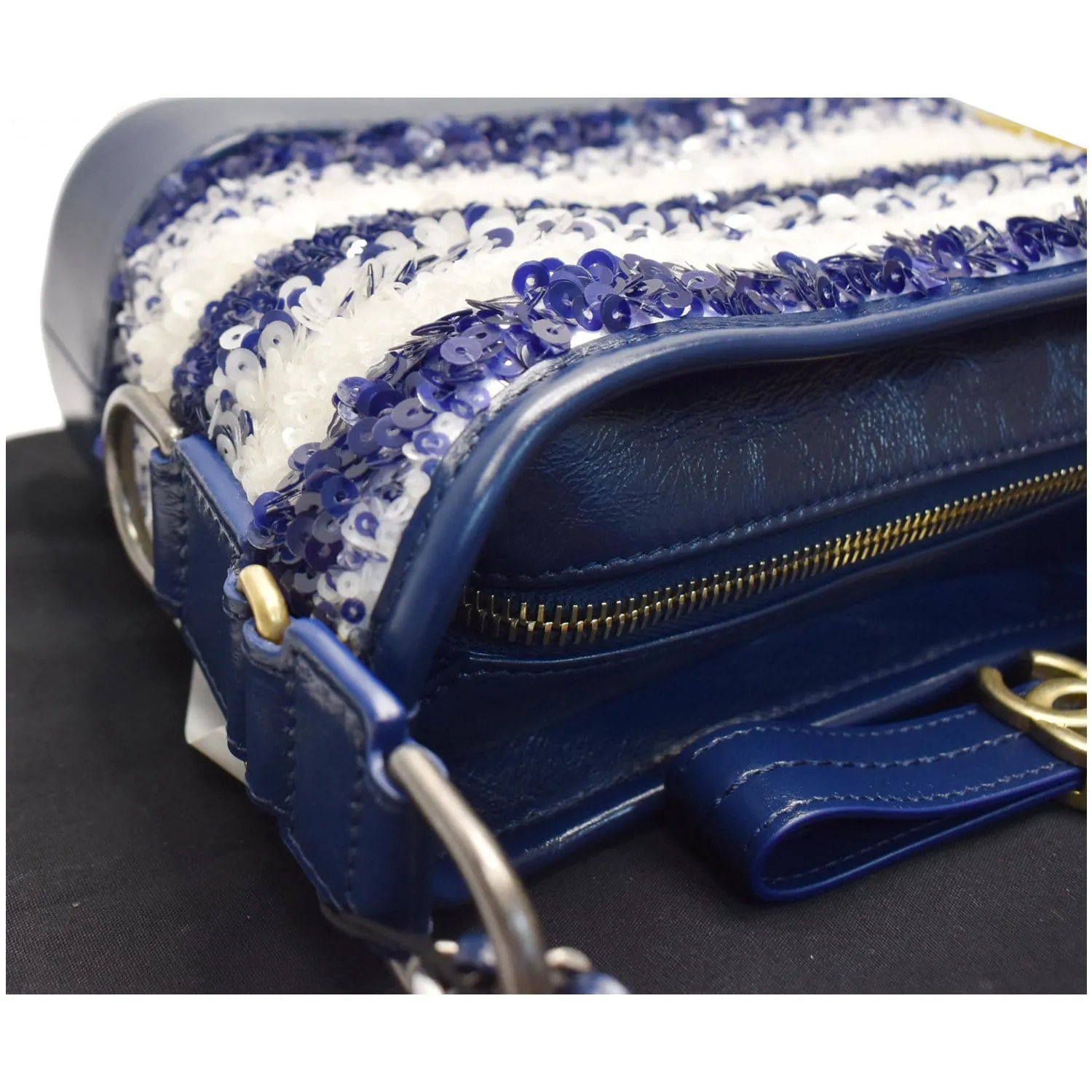 CHANEL Gabrielle Sequins Small Hobo Shoulder Bag Blue/White - 15% OFF