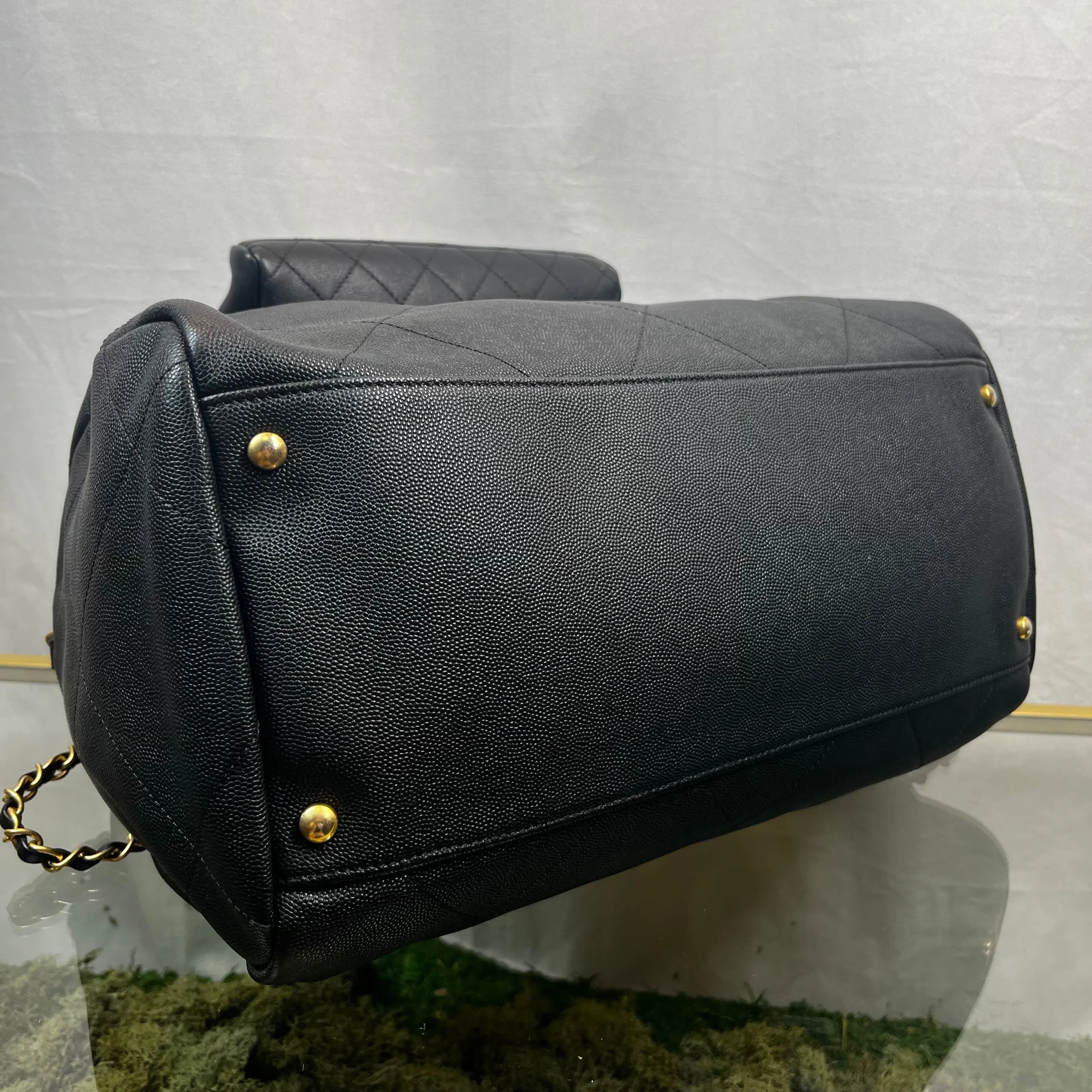 CHANEL In The Loop Black Caviar Lambskin Quilted Satchel