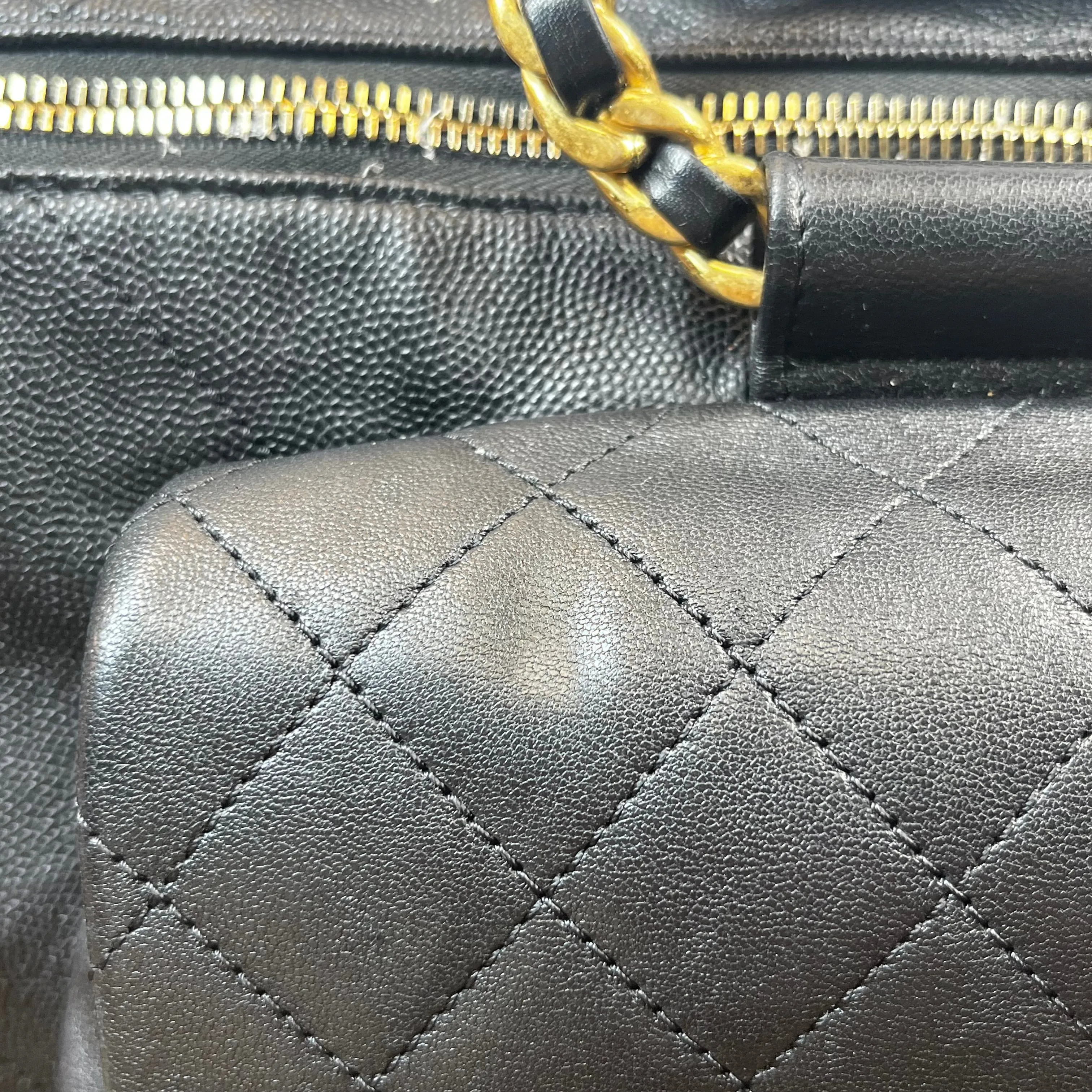 CHANEL In The Loop Black Caviar Lambskin Quilted Satchel